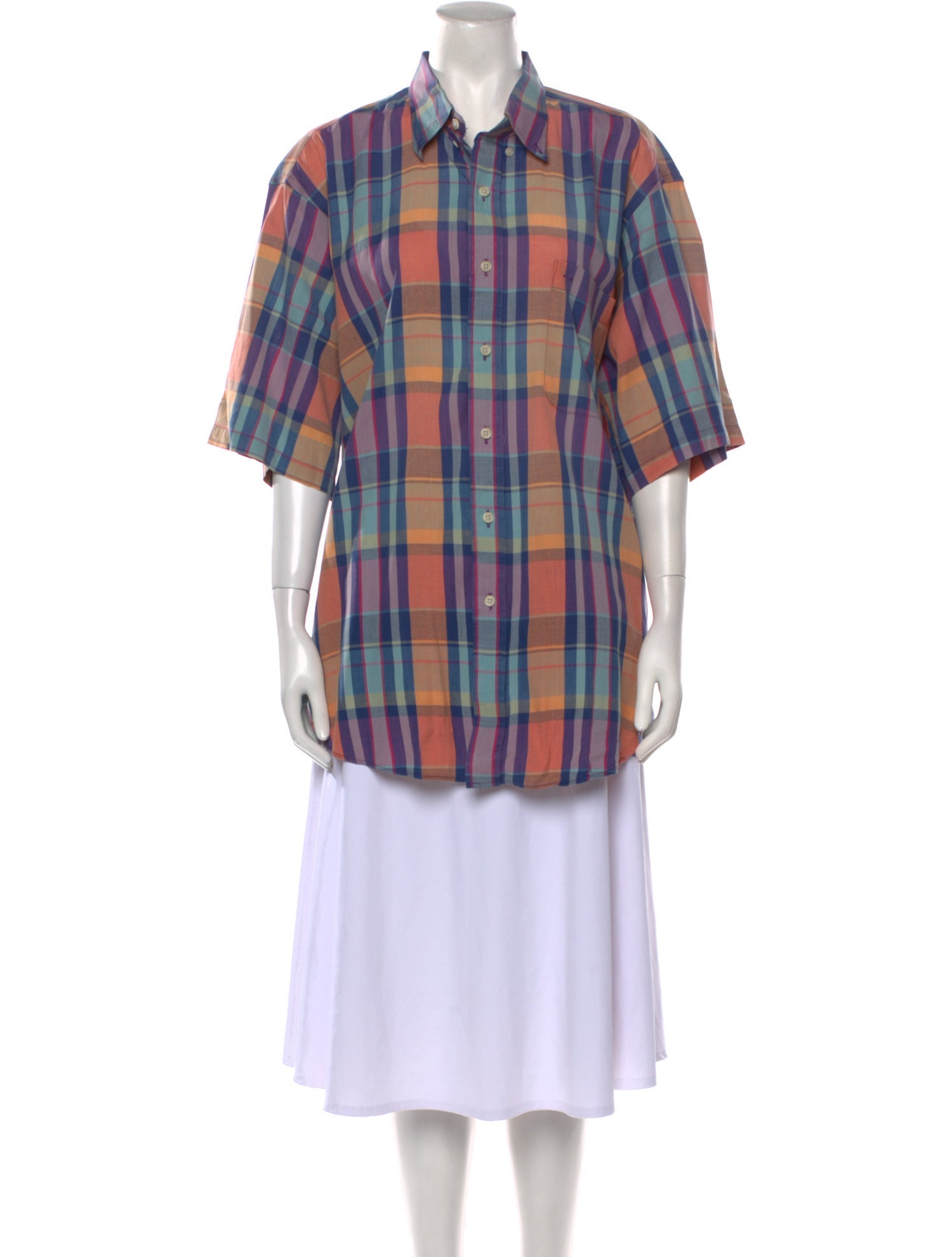 Burberry's Plaid Print Three-Quarter Sleeve Tunic