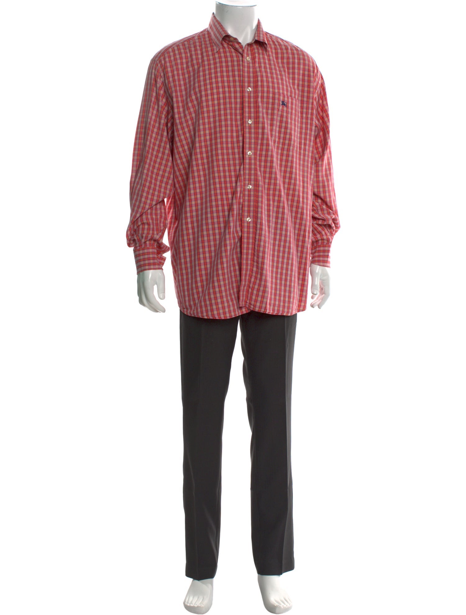 Burberry's Plaid Print Long Sleeve Dress Shirt