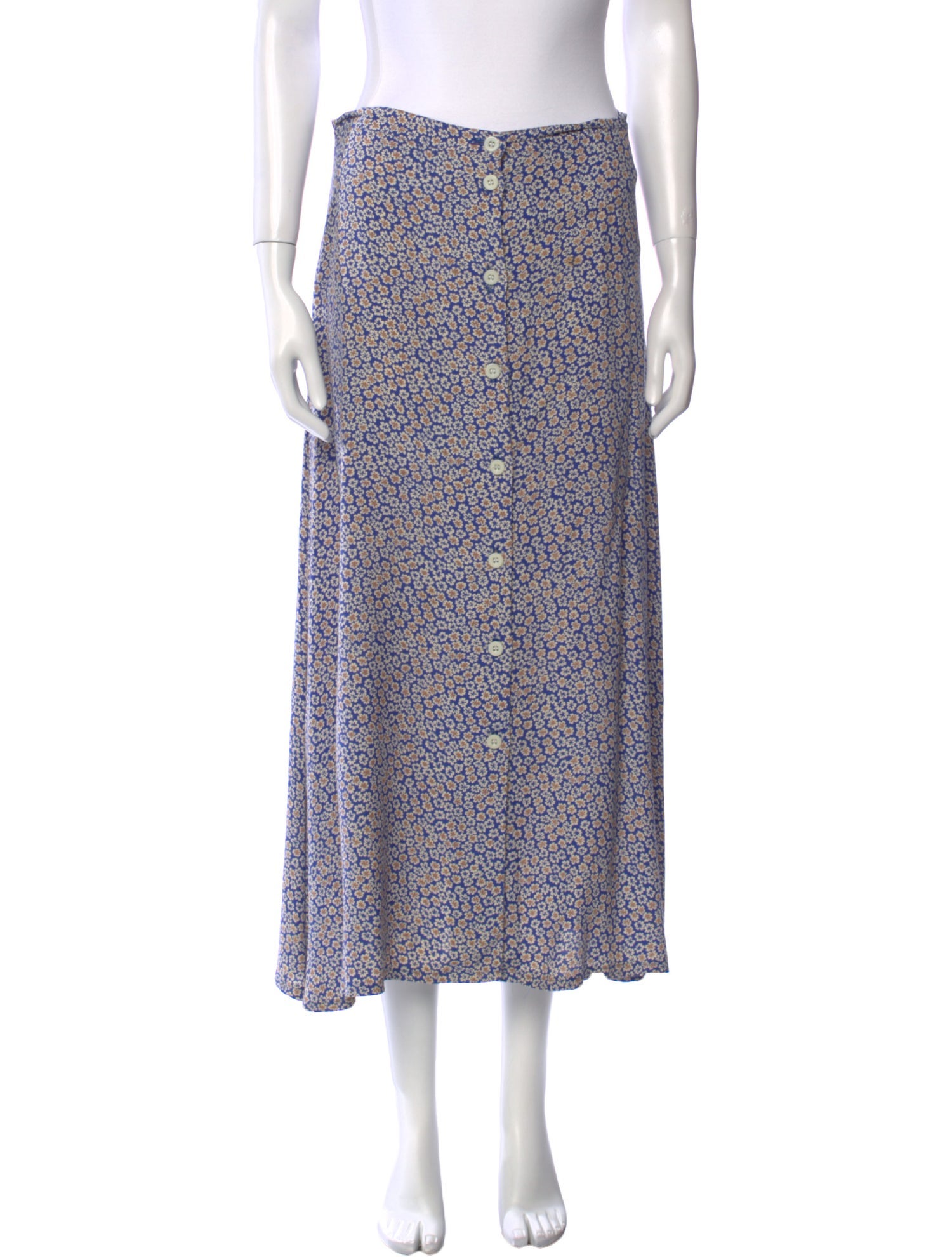 Burberry's Floral Print Midi Length Skirt