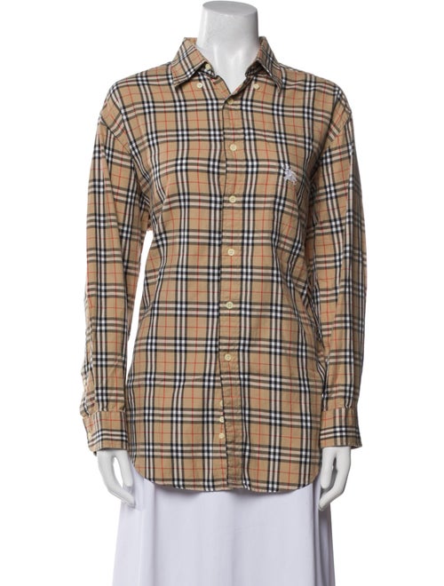Burberry's Plaid Print Long Sleeve Button-Up Top