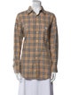 Burberry's Plaid Print Long Sleeve Button-Up Top