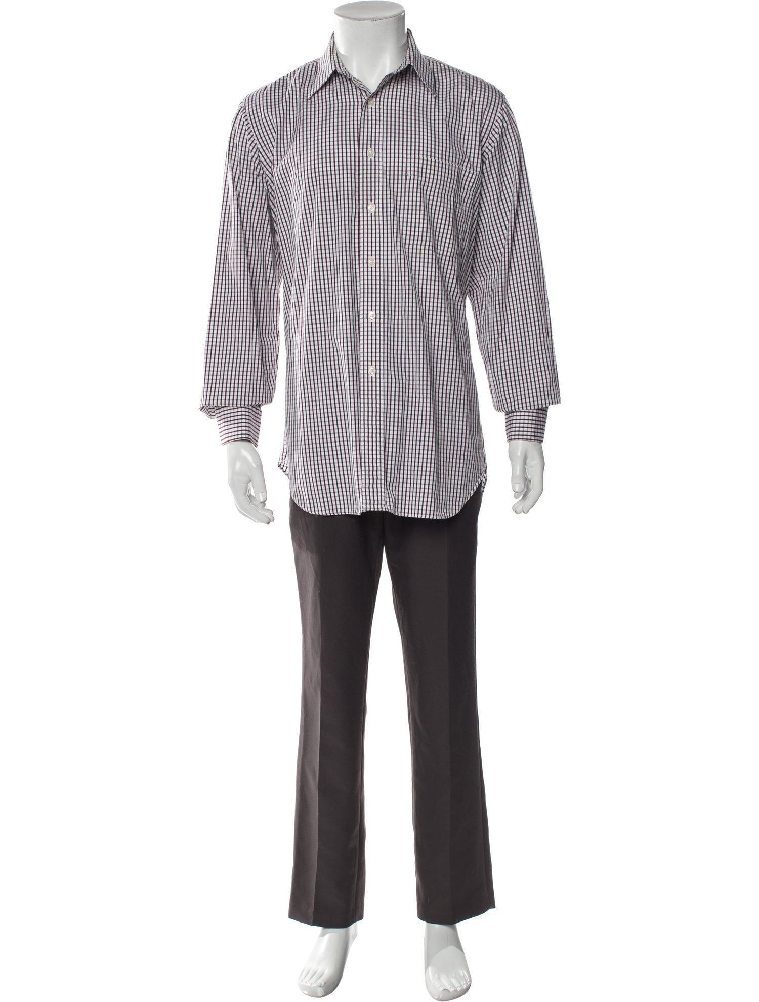 Burberry's Plaid Print Long Sleeve Dress Shirt