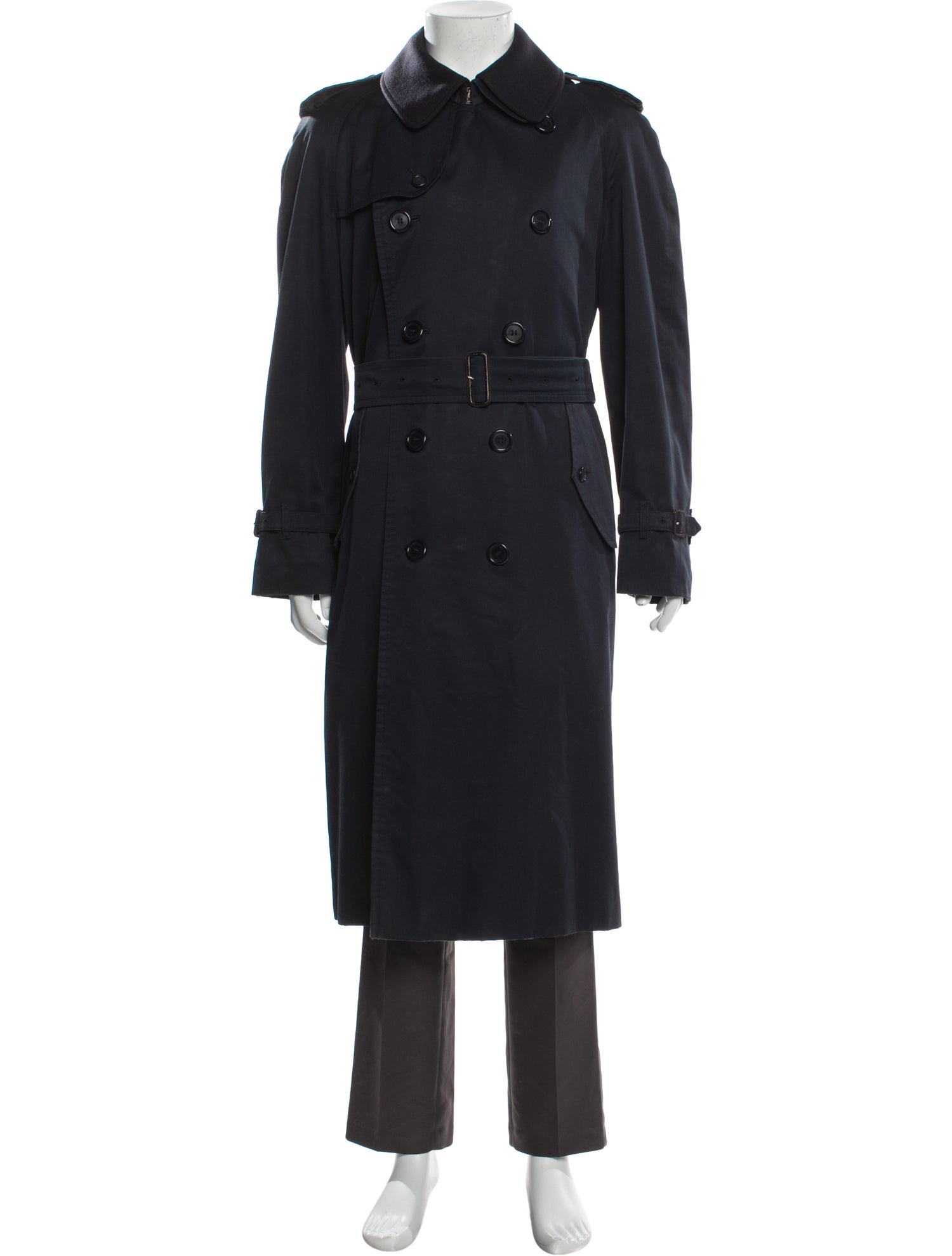 Burberry's House Check Pattern Wool Trench Coat