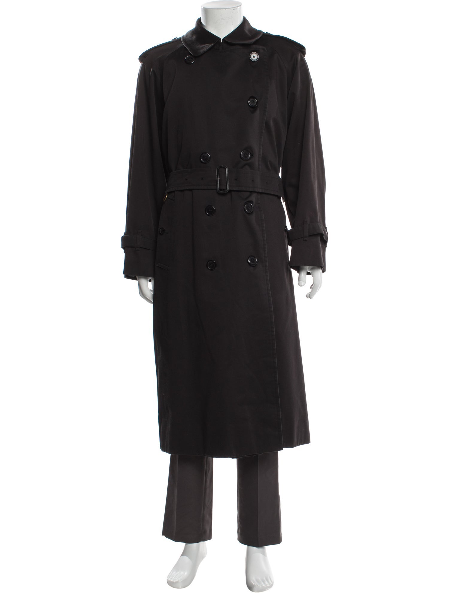 Burberry's House Check Pattern Wool Trench Coat