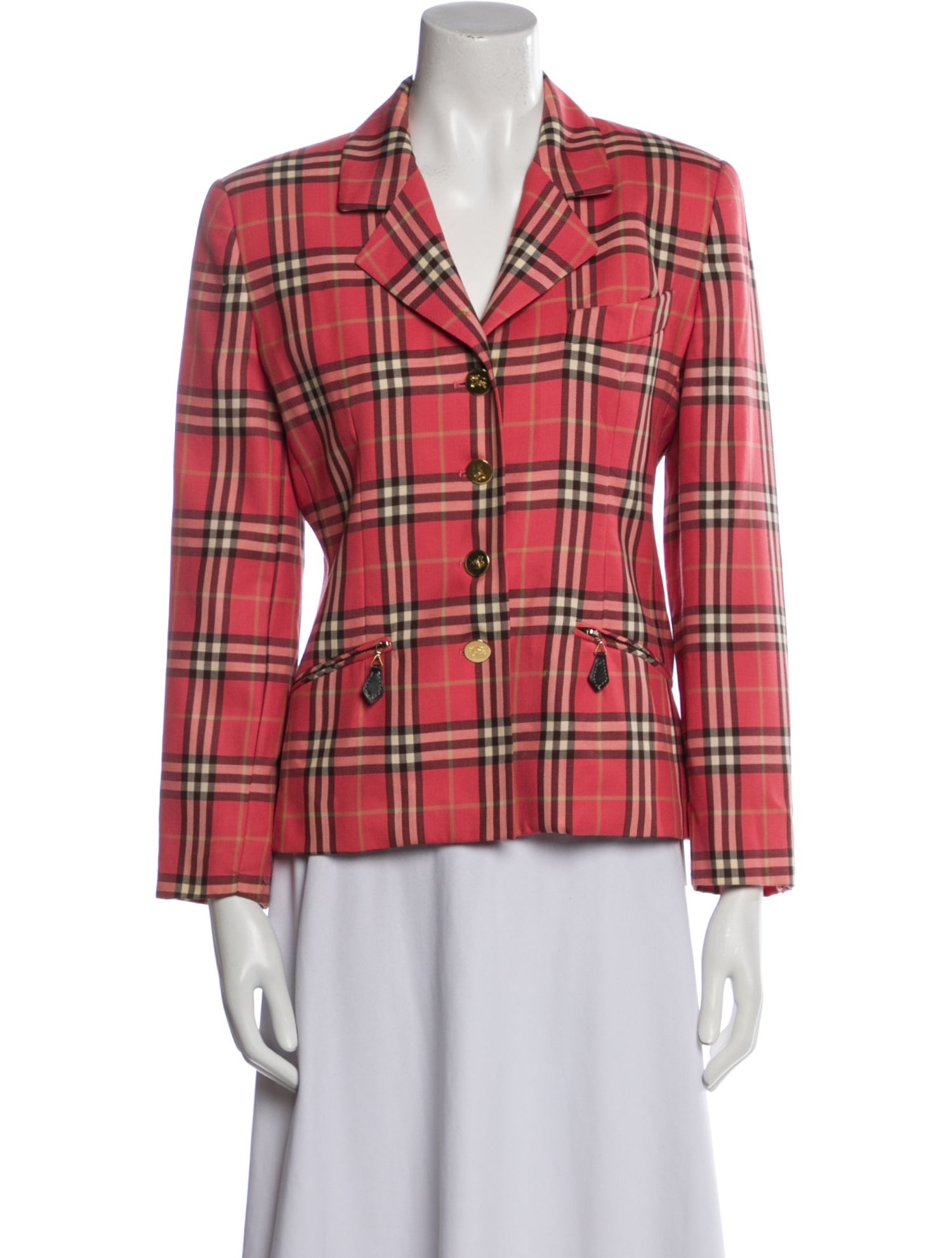 Burberry's Wool Plaid Print Blazer