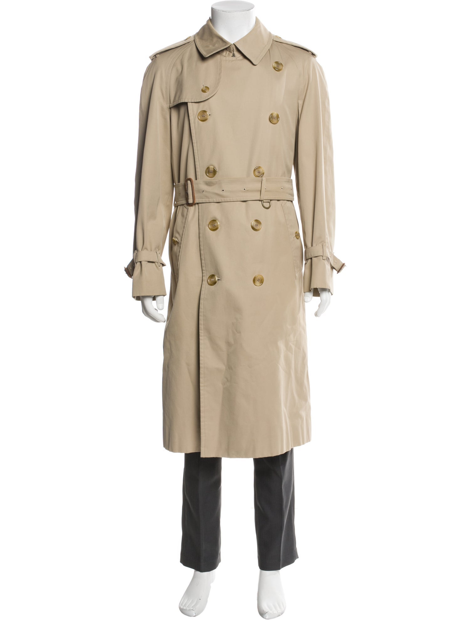 Burberry's House Check Pattern Wool Trench Coat