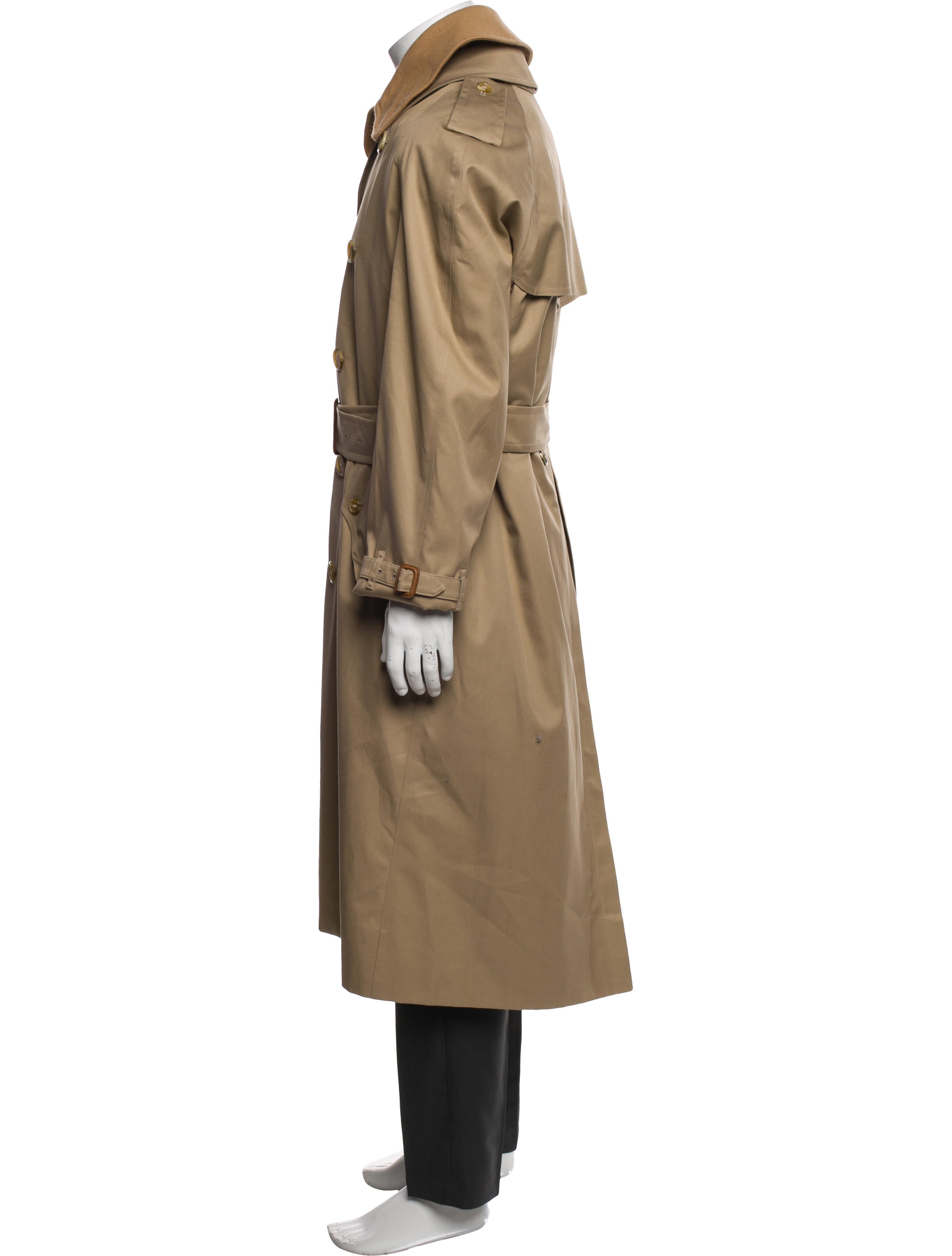 Burberry's House Check Pattern Wool Trench Coat