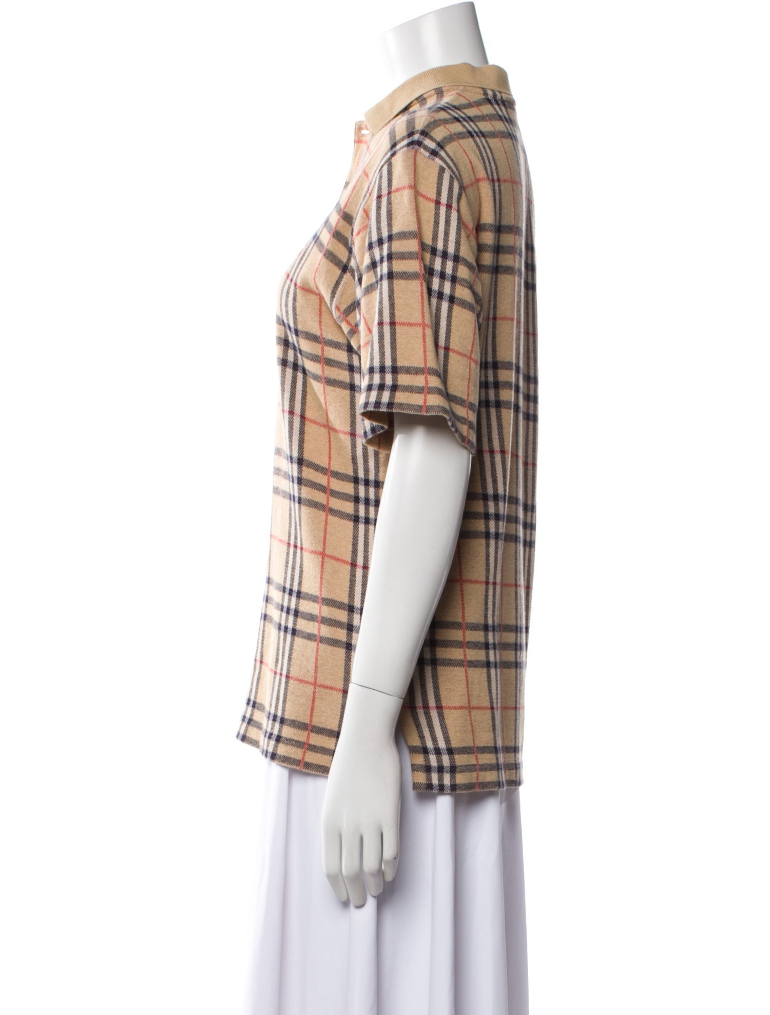 Burberry's Vintage Plaid Print Button-Up Top