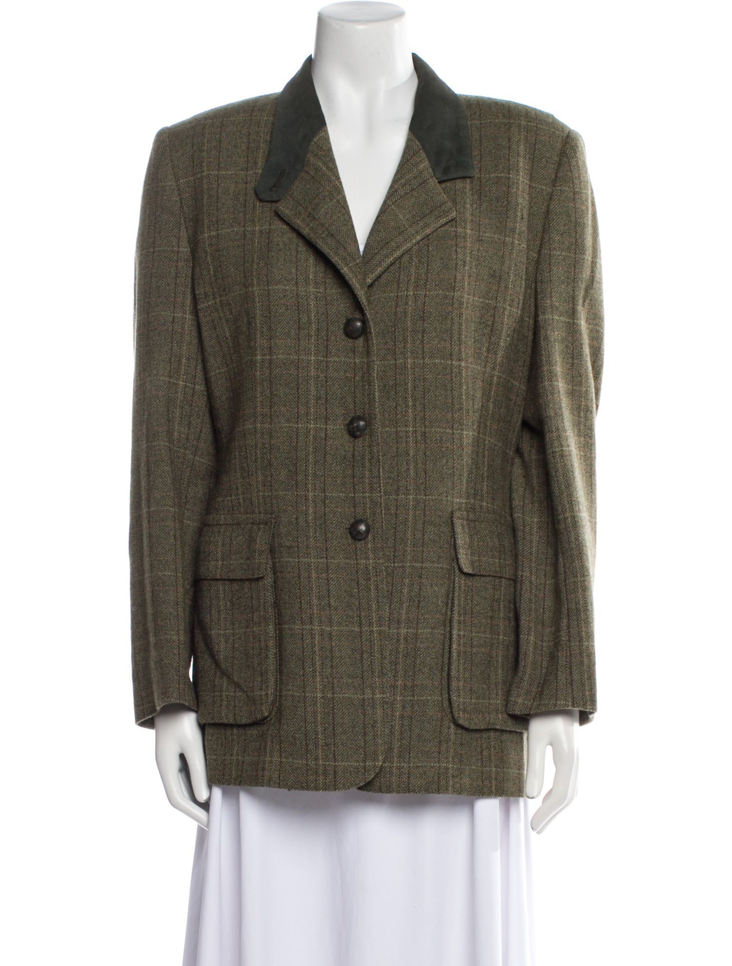 Burberry's Wool Plaid Print Blazer