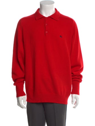 Burberry's Lambswool Mock Neck Polo Sweater