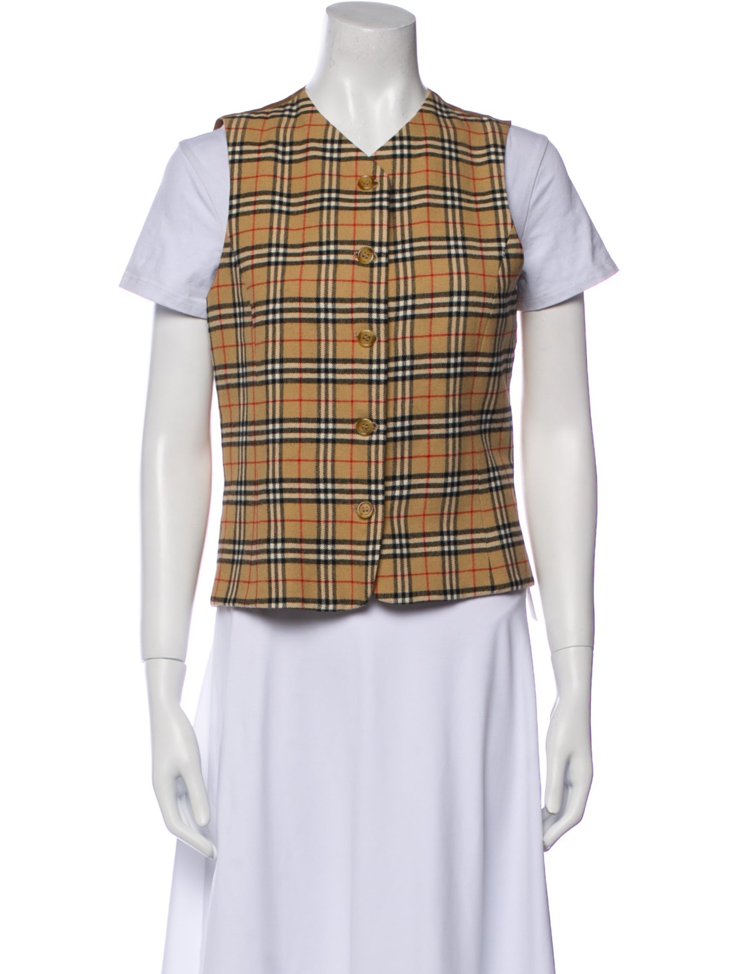 Burberry's Wool Plaid Print Vest