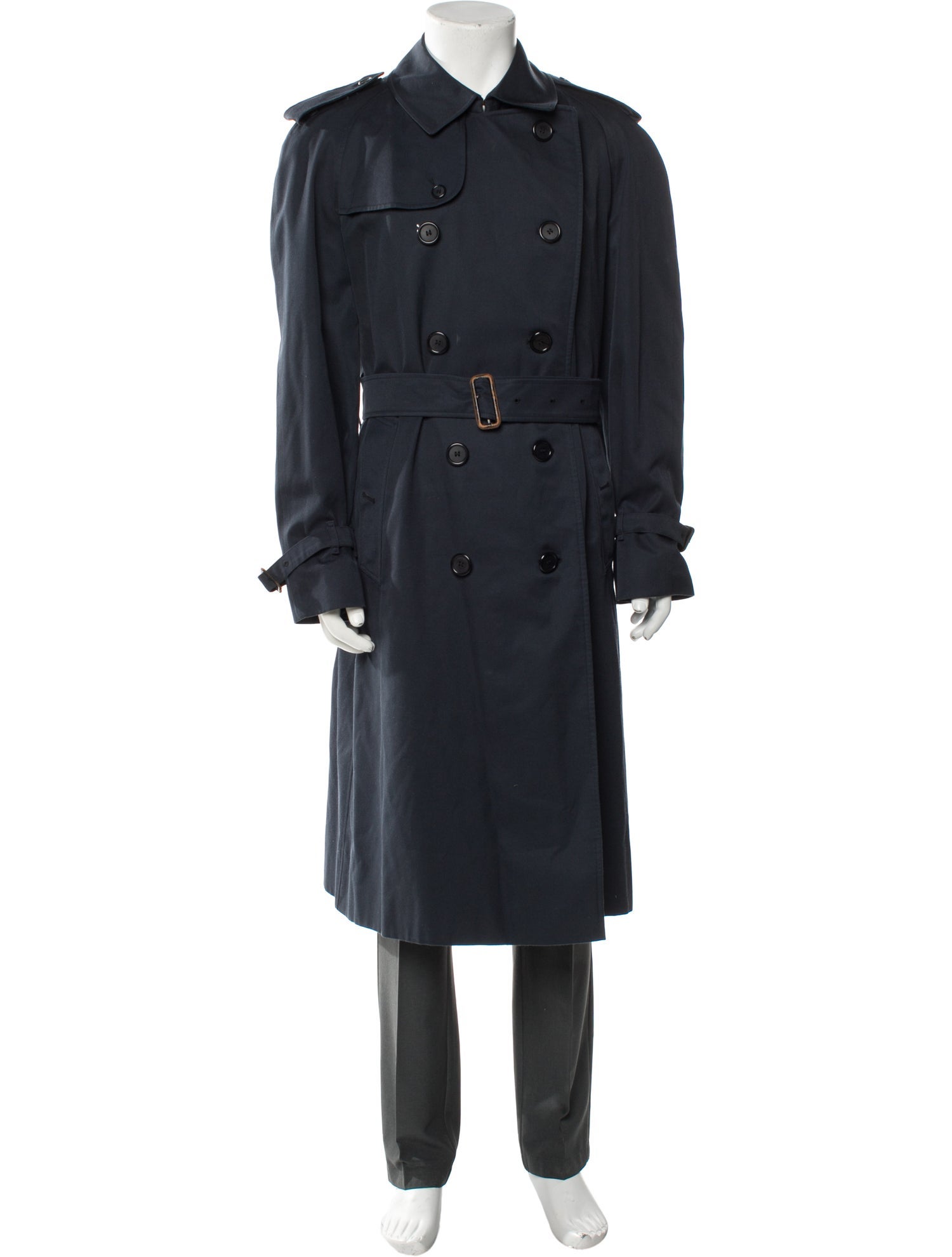 Burberry's House Check Pattern Wool Trench Coat