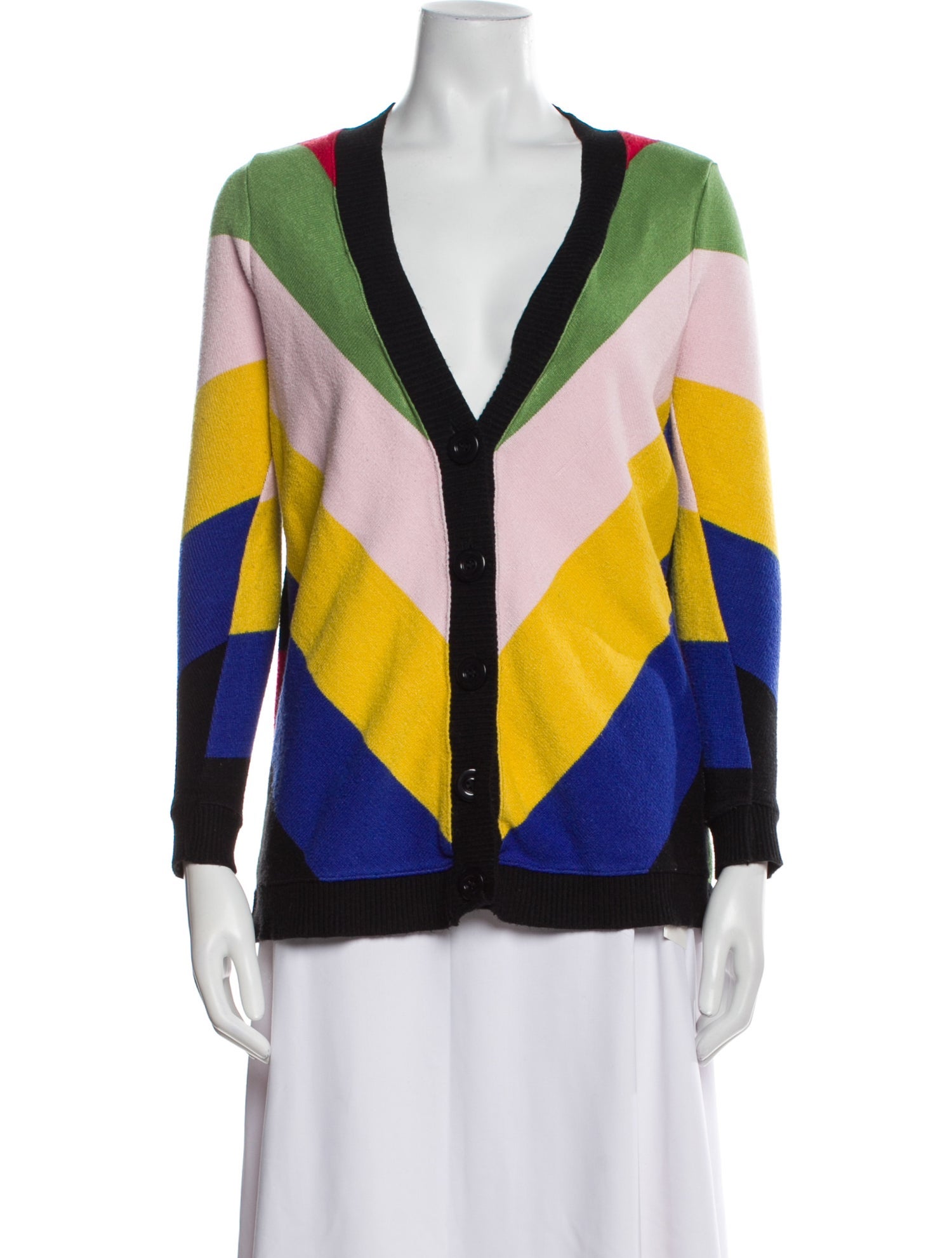 Sara Battaglia Striped V-Neck Sweater