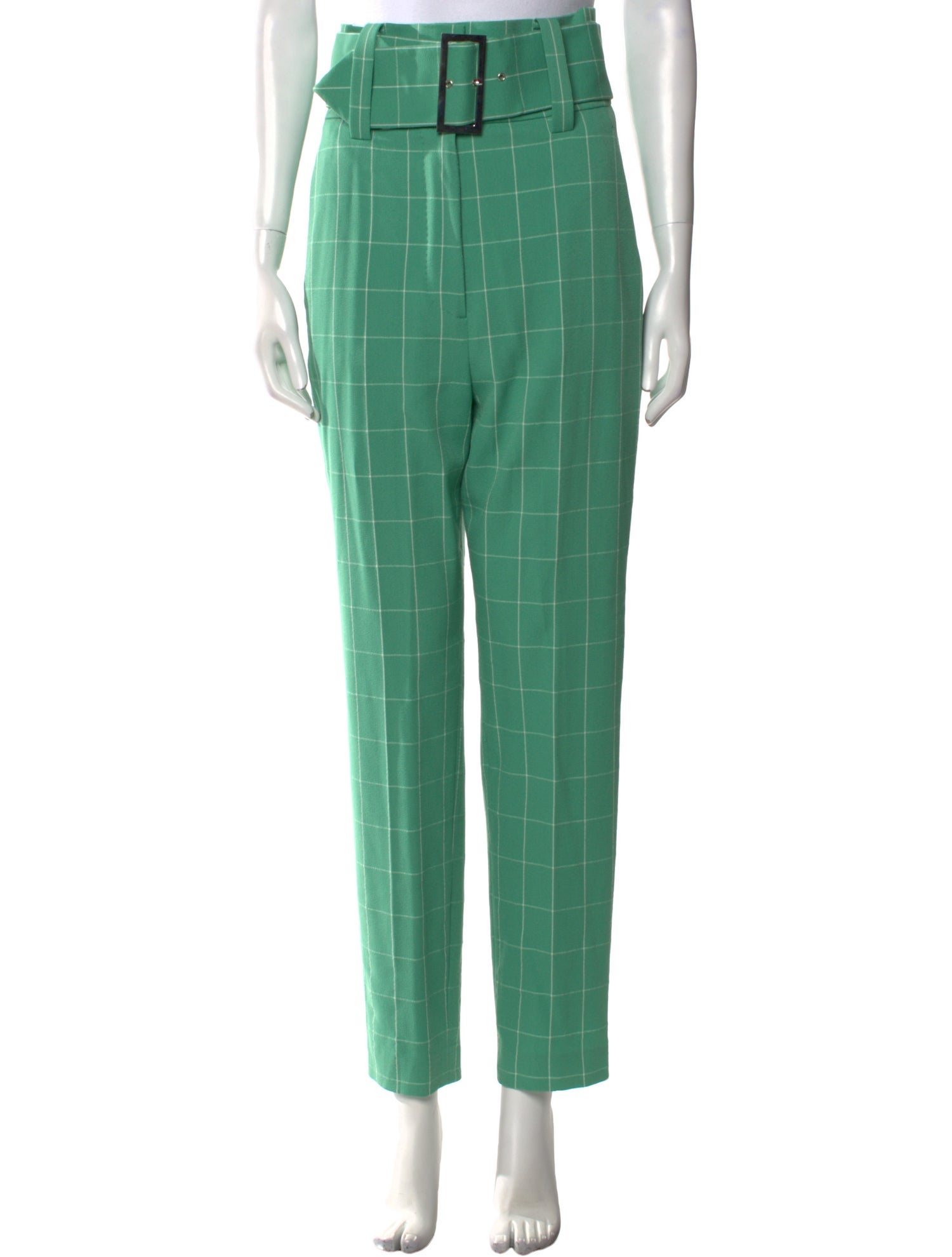 Sara Battaglia Plaid Print Straight Leg Pants