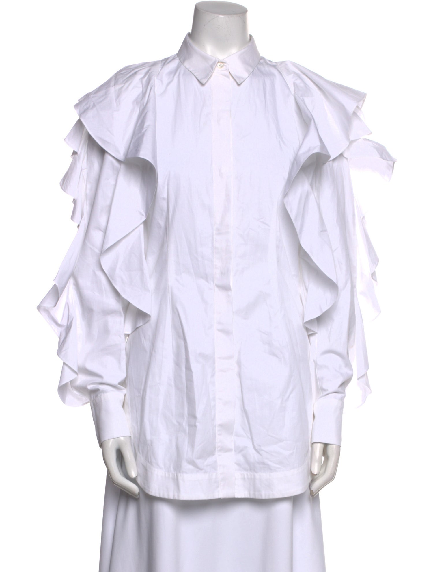 Sara Battaglia Long Sleeve Button-Up Top