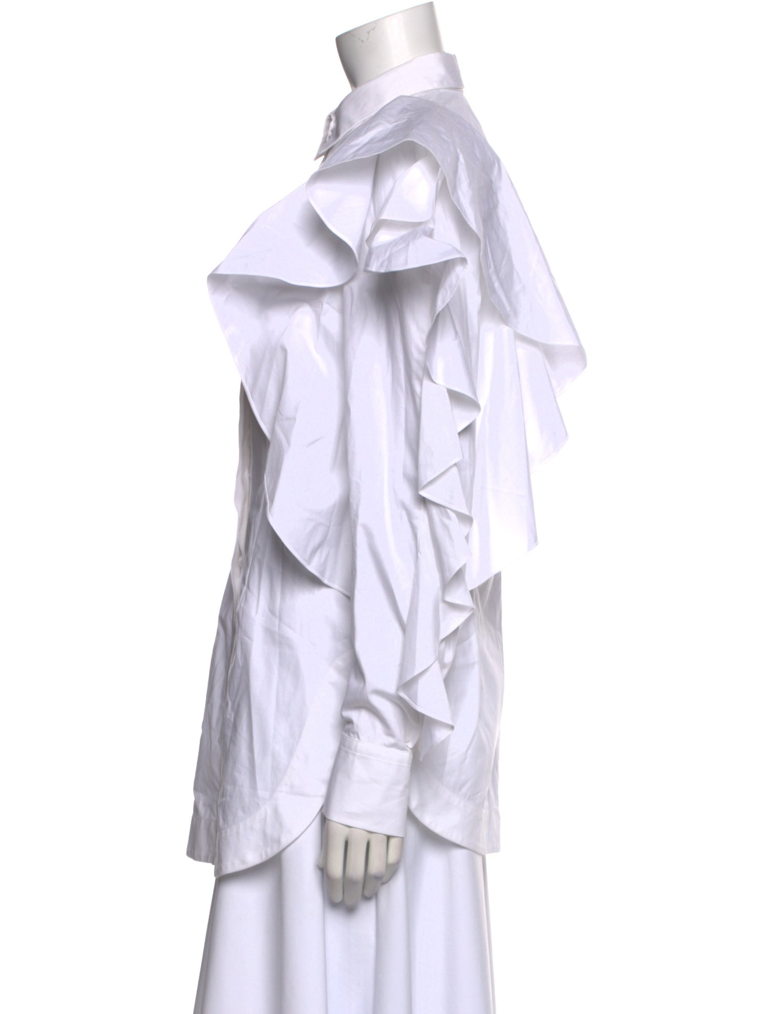 Sara Battaglia Long Sleeve Button-Up Top