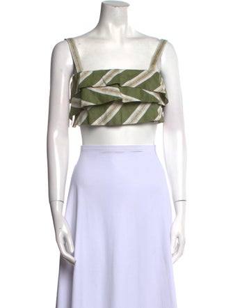 Beatriz Camacho Striped Square Neckline Crop Top