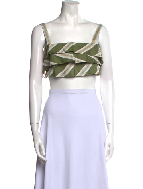 Beatriz Camacho Striped Square Neckline Crop Top