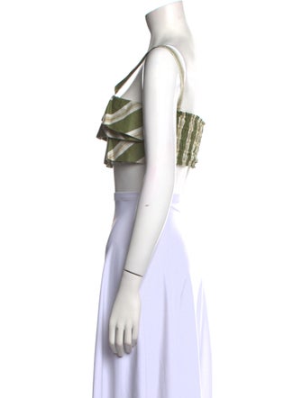 Beatriz Camacho Striped Square Neckline Crop Top