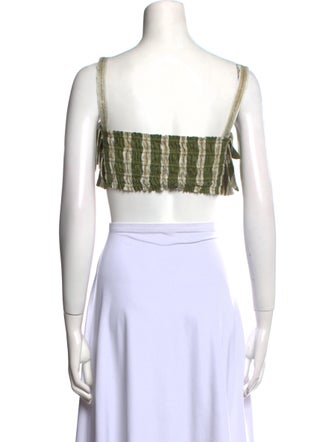 Beatriz Camacho Striped Square Neckline Crop Top