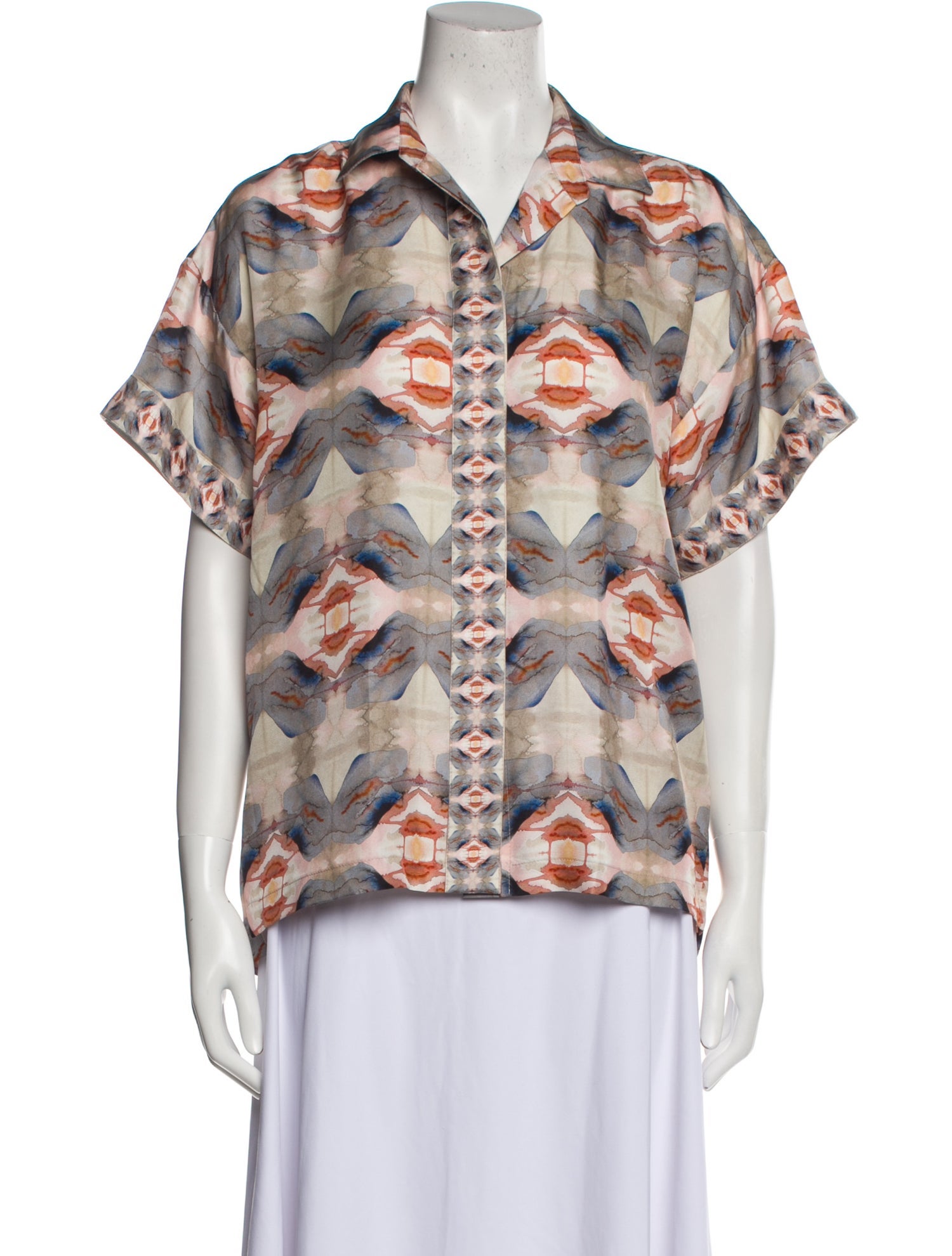 Beatriz Camacho Silk Printed Button-Up Top