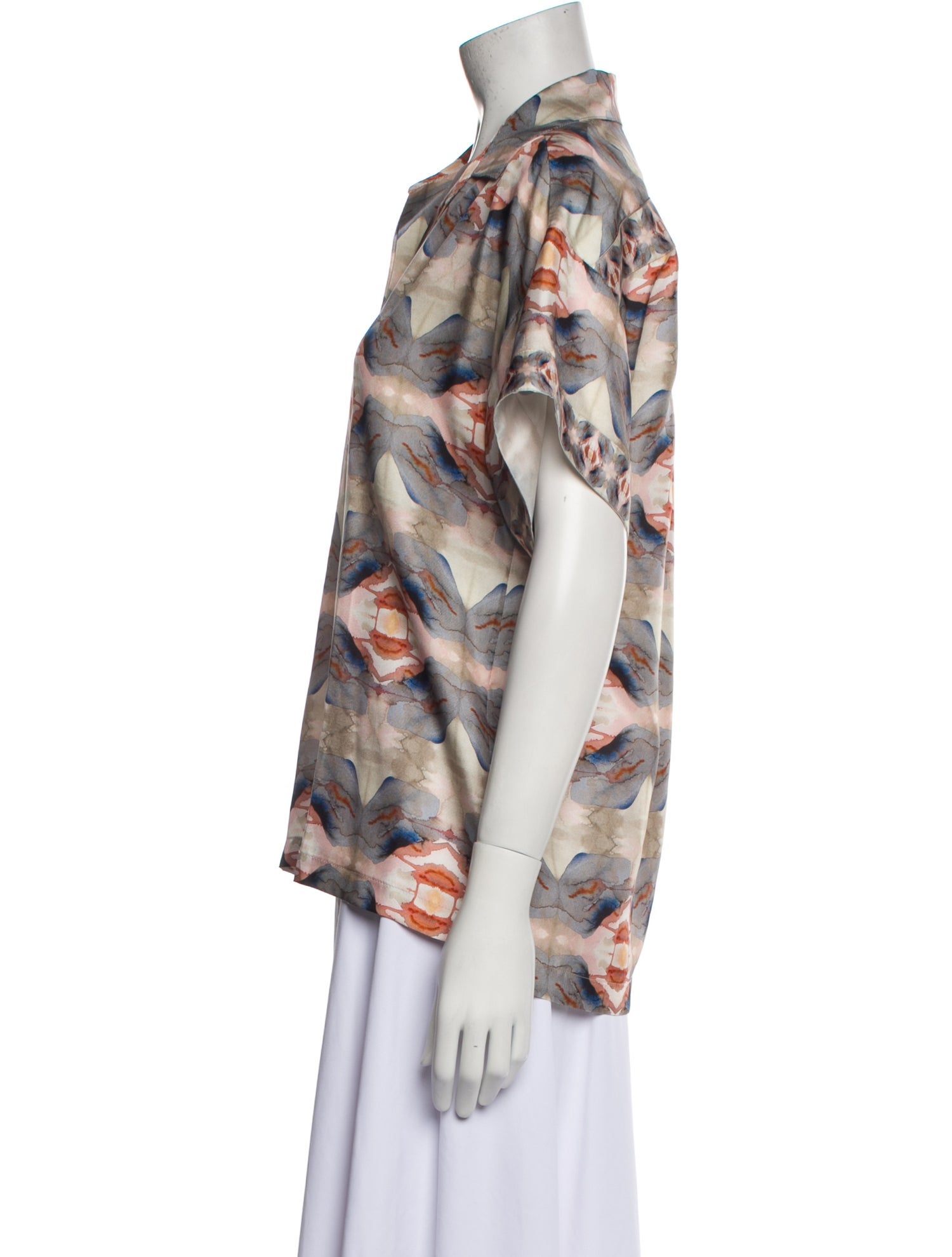 Beatriz Camacho Silk Printed Button-Up Top