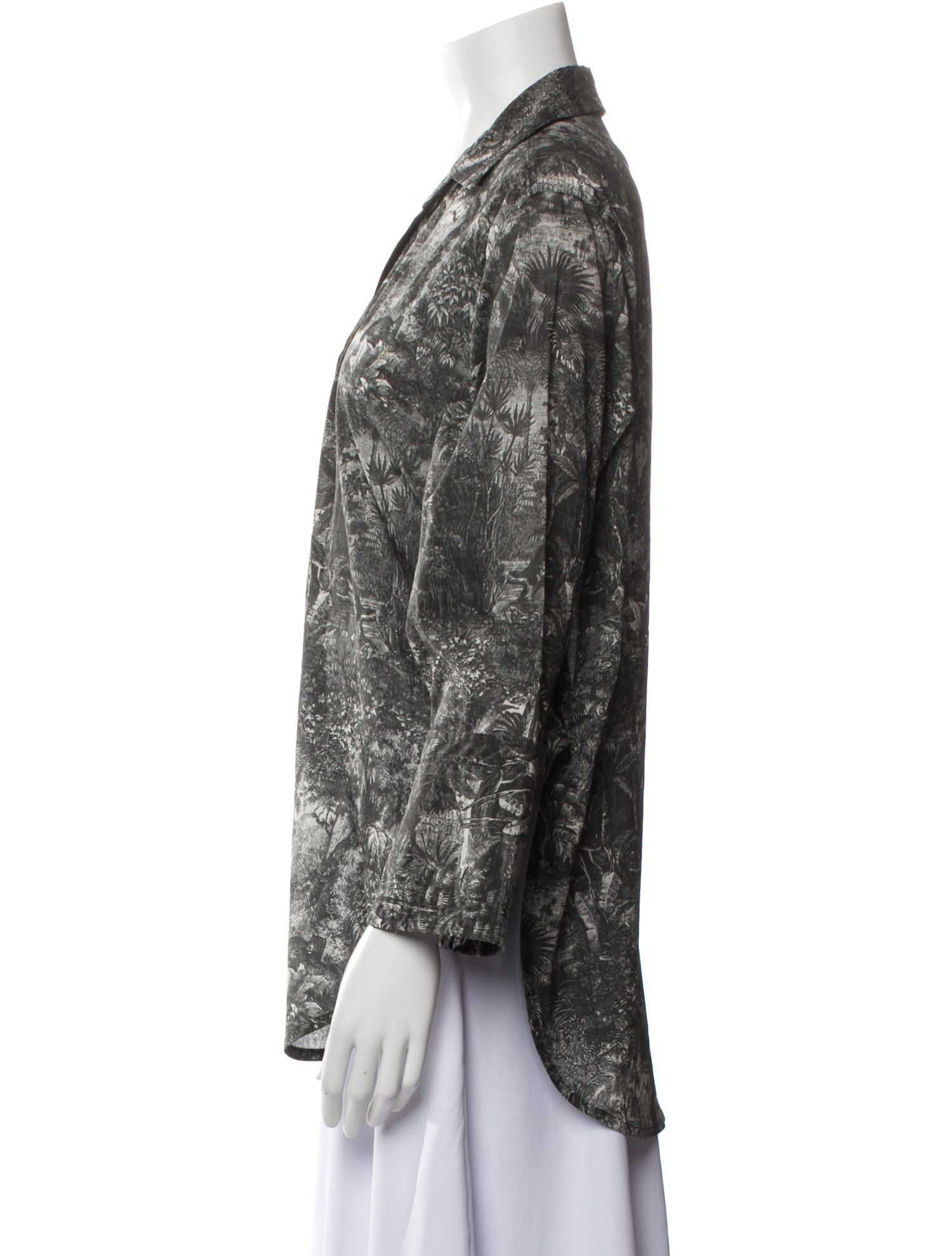 Beatriz Camacho Printed Three-Quarter Sleeve Button-Up Top