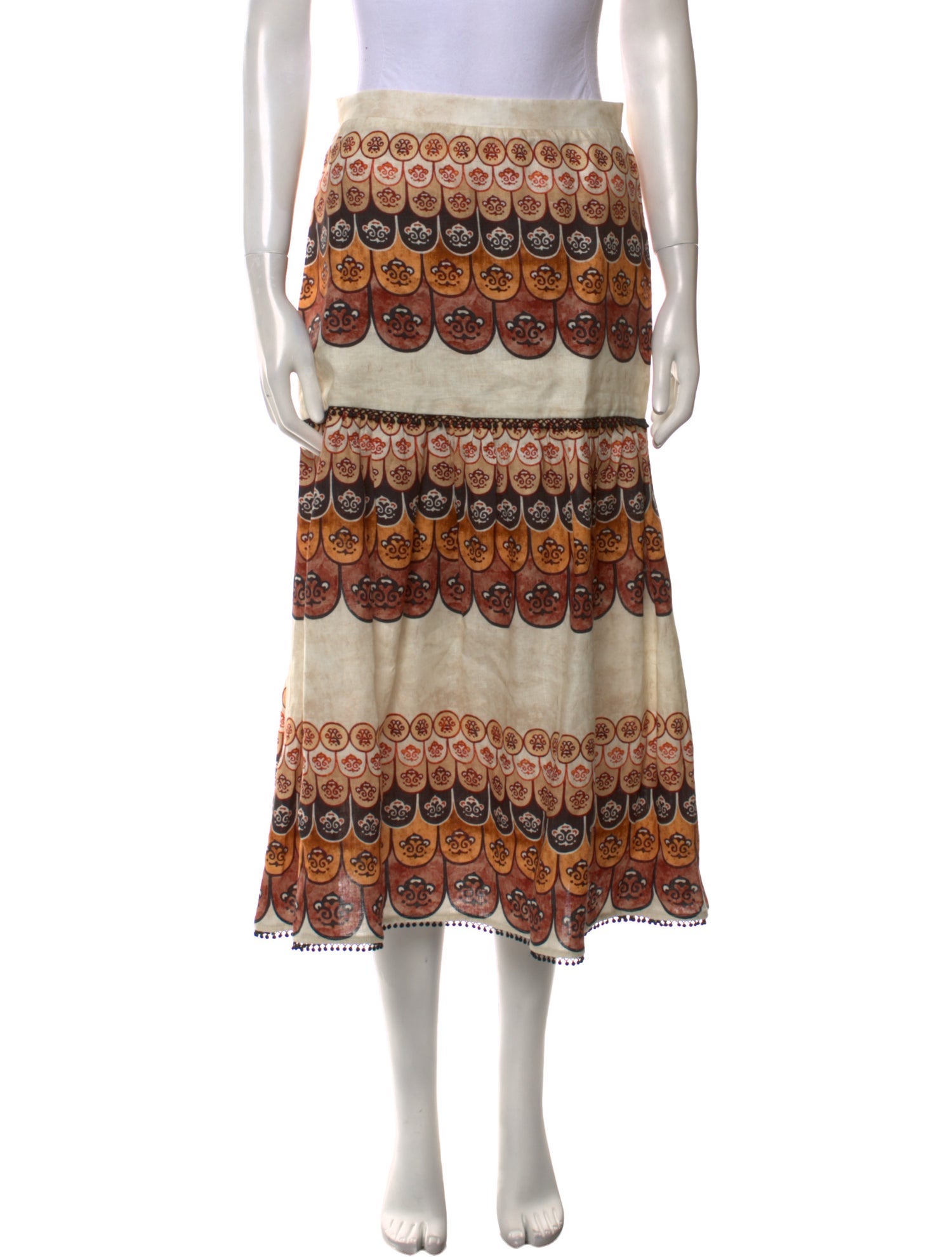 Beatriz Camacho Linen Midi Length Skirt