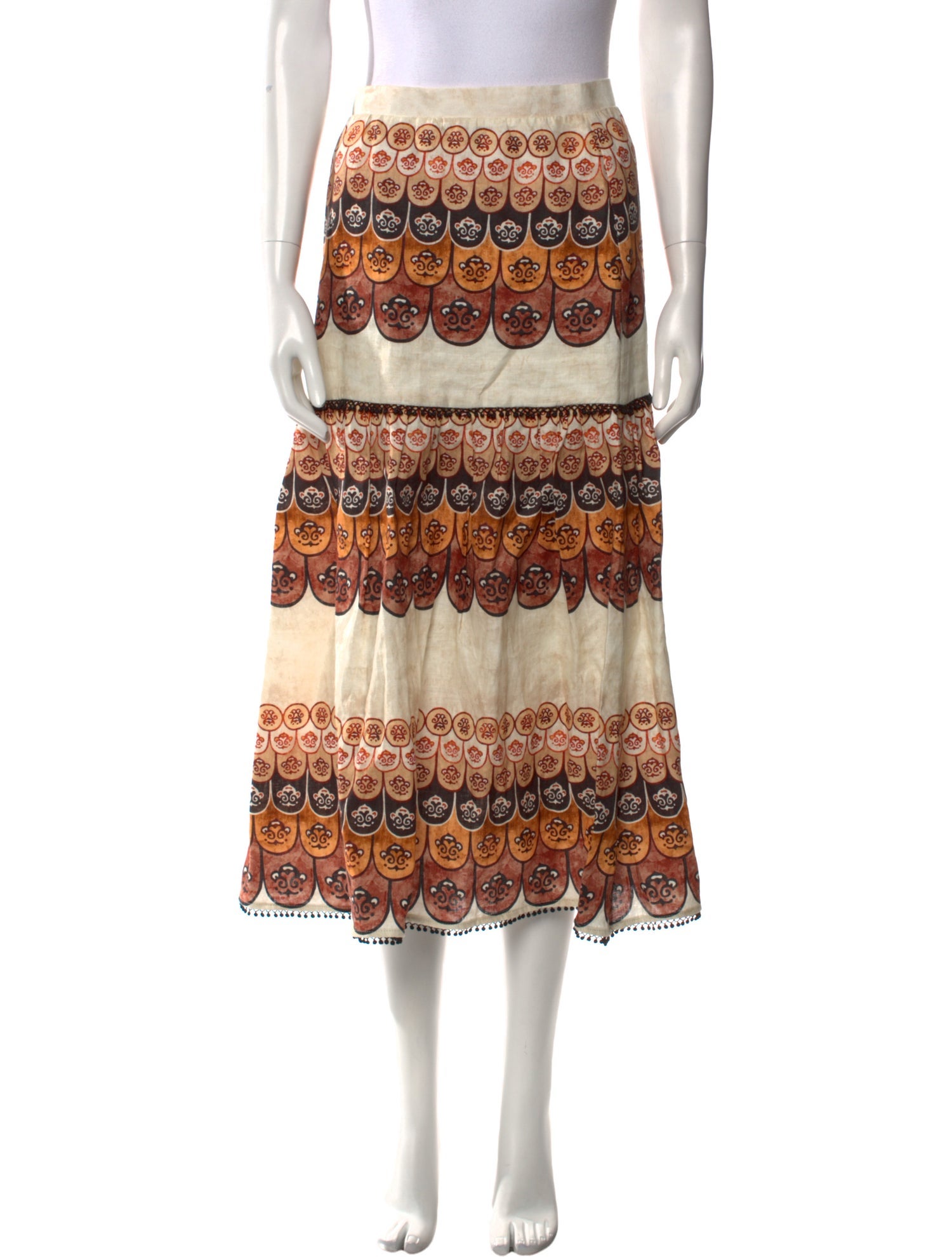 Beatriz Camacho Linen Midi Length Skirt