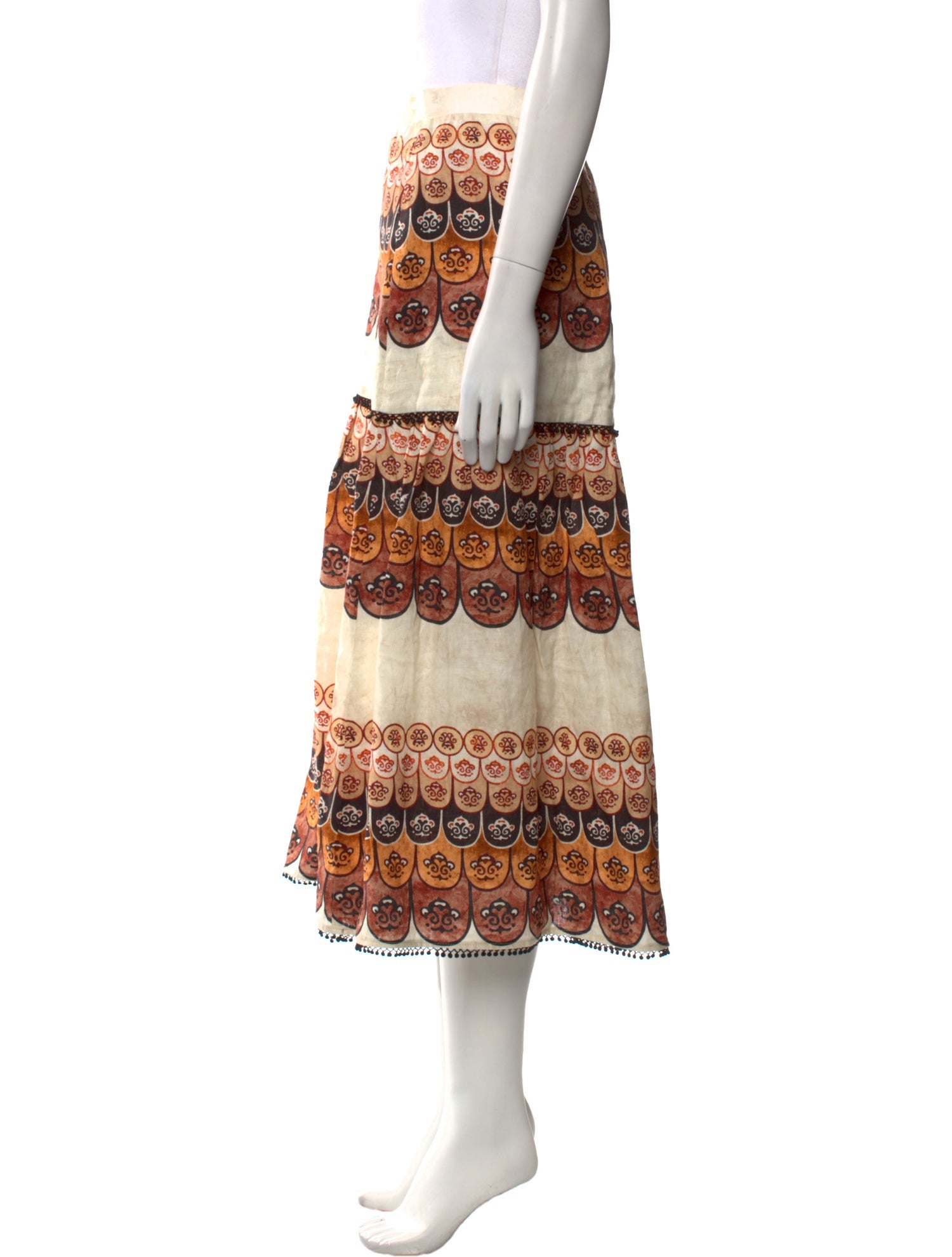 Beatriz Camacho Linen Midi Length Skirt