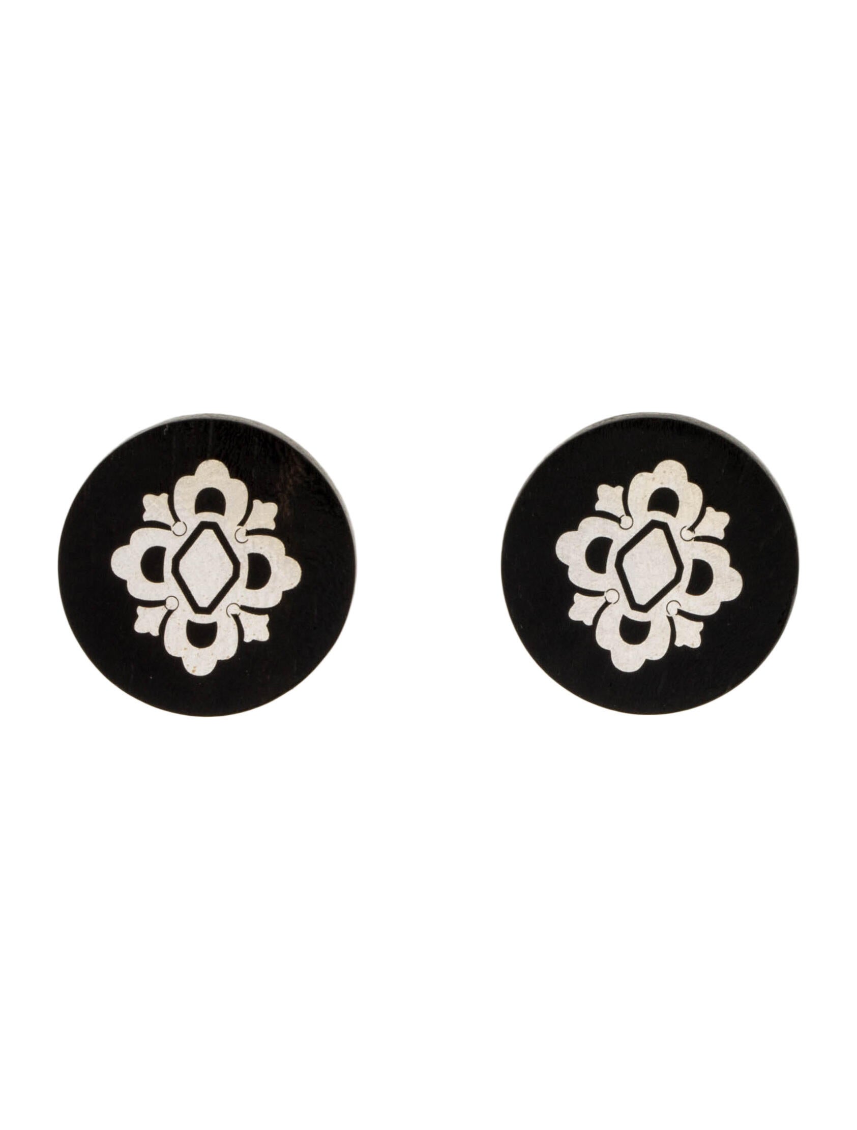 Buccellati Wood Stud Earrings Sterling Silver Stud, Earrings