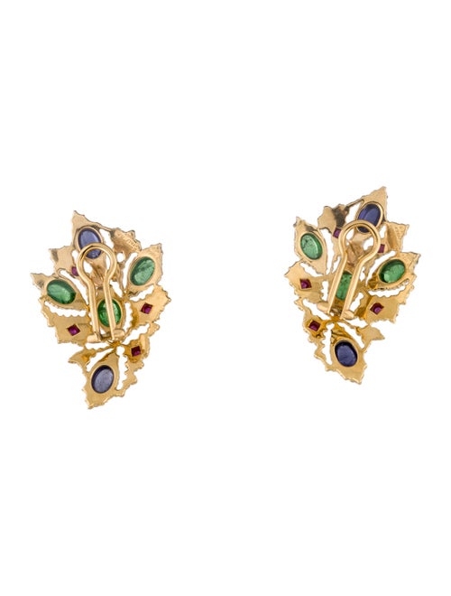 Buccellati 18K Tsavorite, Iolite & Ruby Earclip Earrings