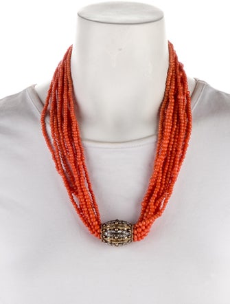 Buccellati 18K Coral & Diamond Multistrand Necklace