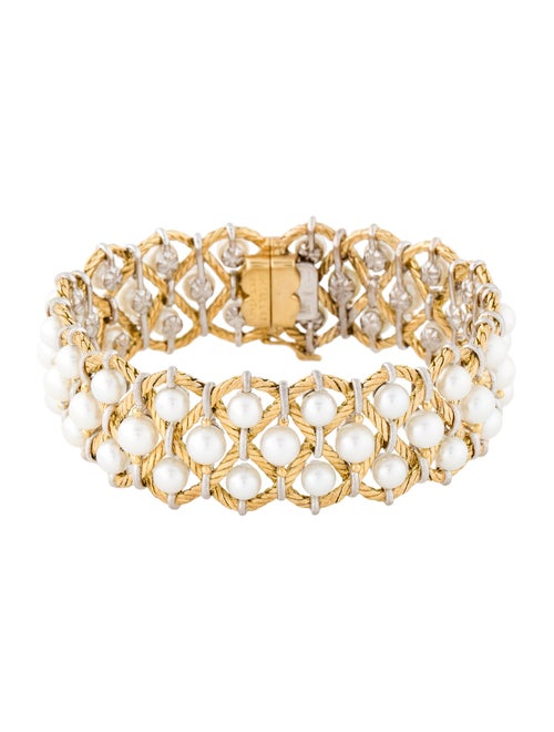 Buccellati 18K Pearl Rete Con Perle Woven Bracelet