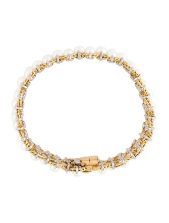 Buccellati 18K Pearl Rete Con Perle Woven Bracelet