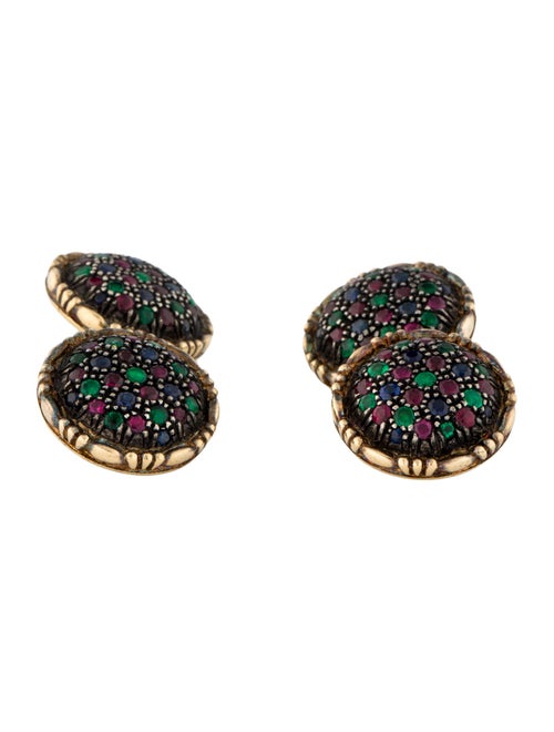 Buccellati 18K Ruby, Sapphire & Emerald Cufflinks w/ Tags