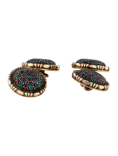 Buccellati 18K Ruby, Sapphire & Emerald Cufflinks w/ Tags