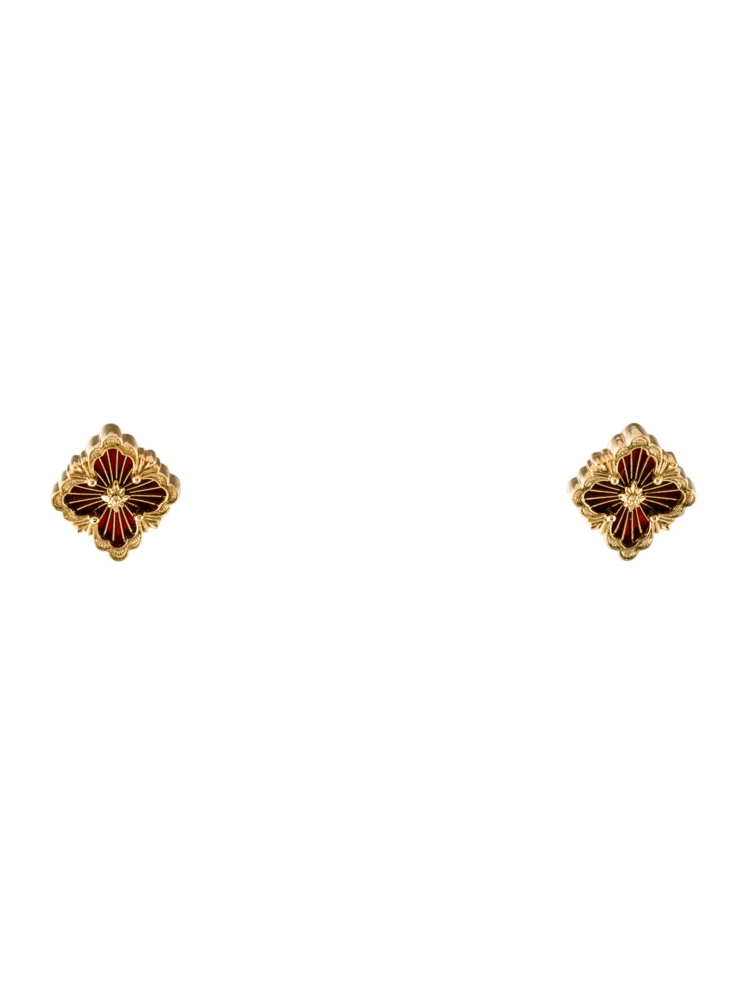 Buccellati 18K Enamel Opera Tulle Button Stud Earrings