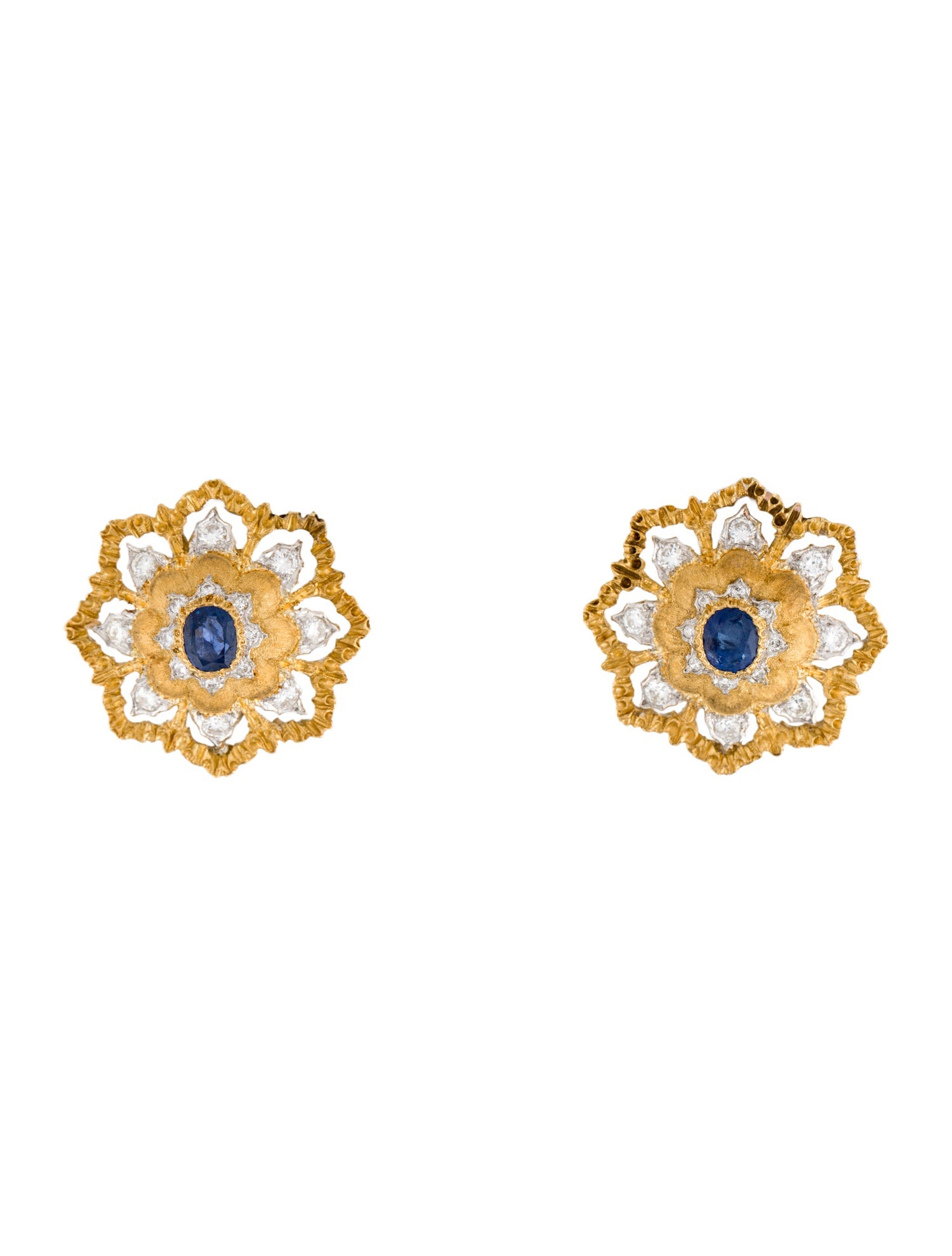 Buccellati 18K 1.29ctw Sapphire & Diamond Clip-on Earrings