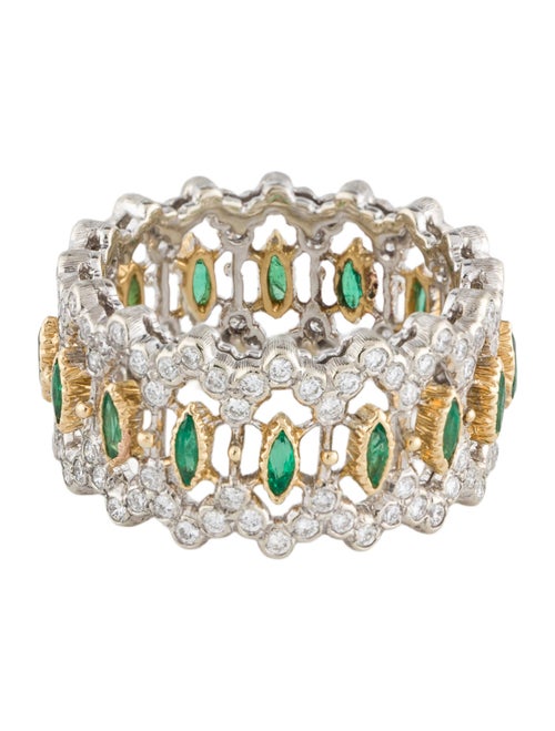 Buccellati 18K Emerald & Diamond Band