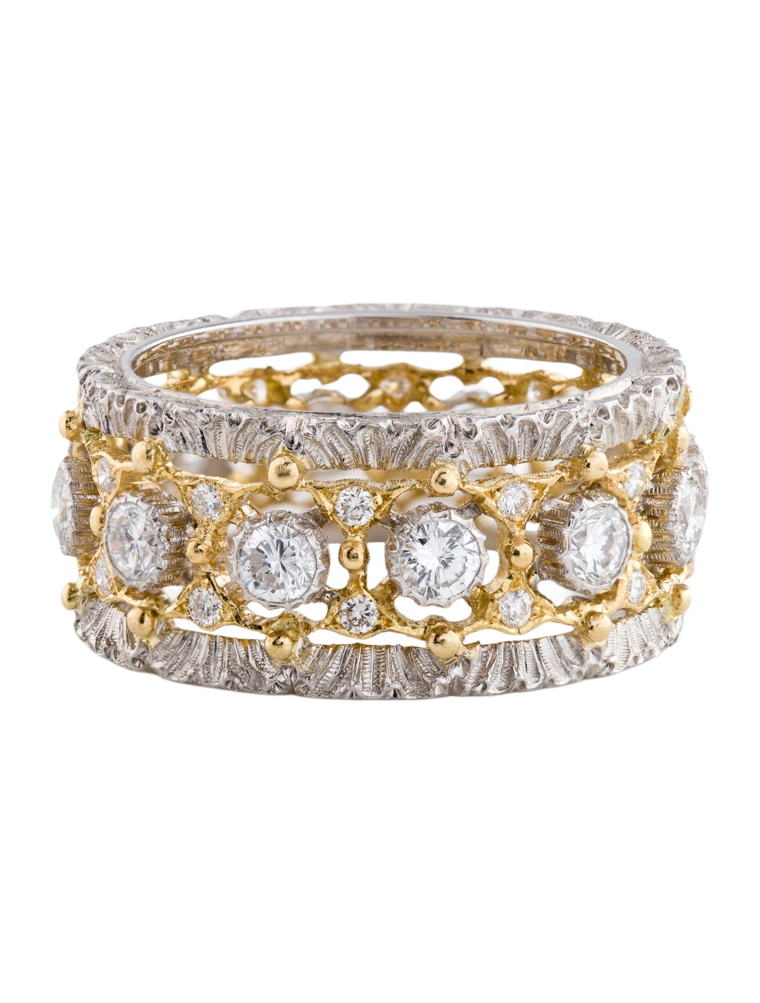 Buccellati 18K 1.20ctw Diamond Filigree Band Ring