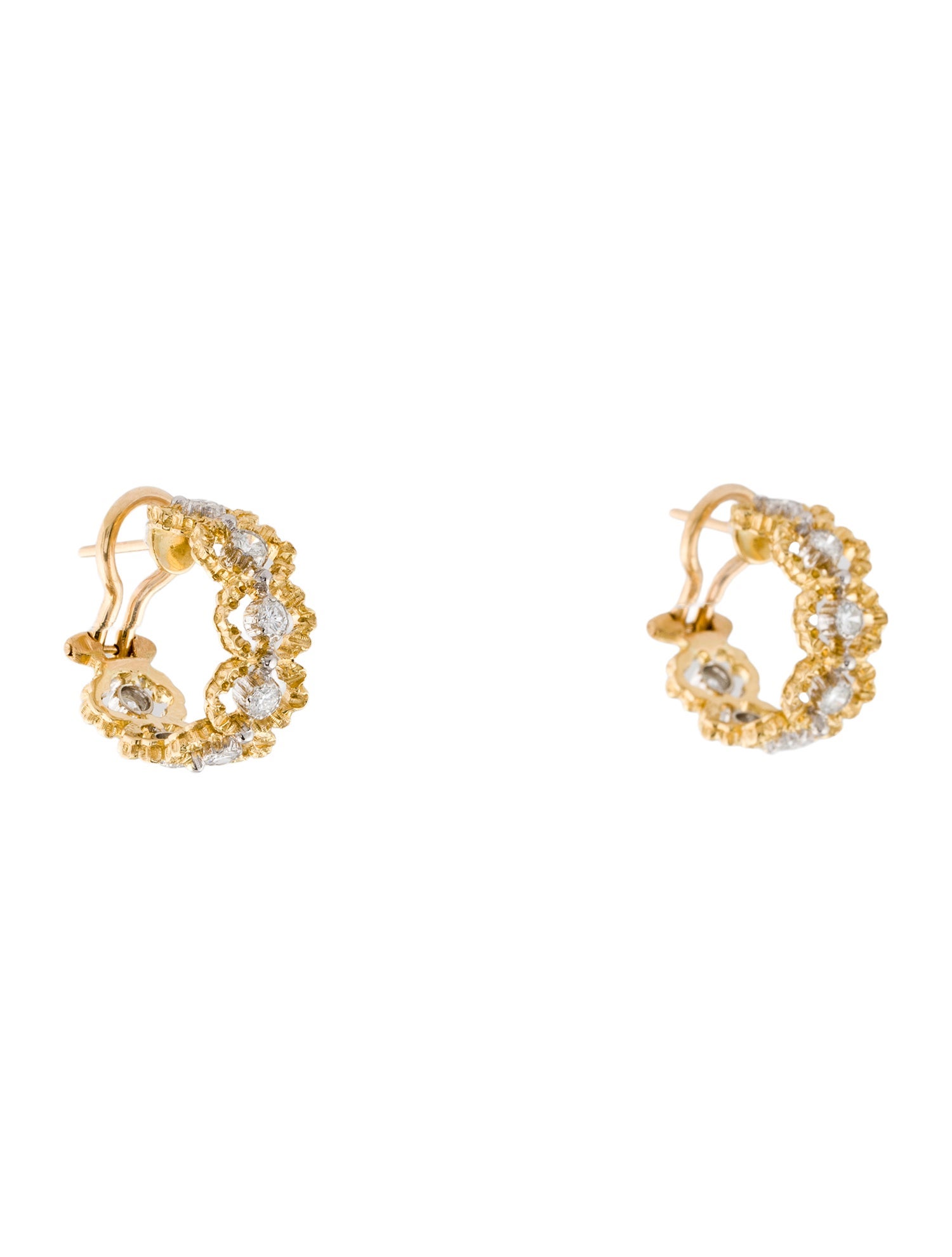 Buccellati 18K 1.15ctw Diamond Hoop Earrings