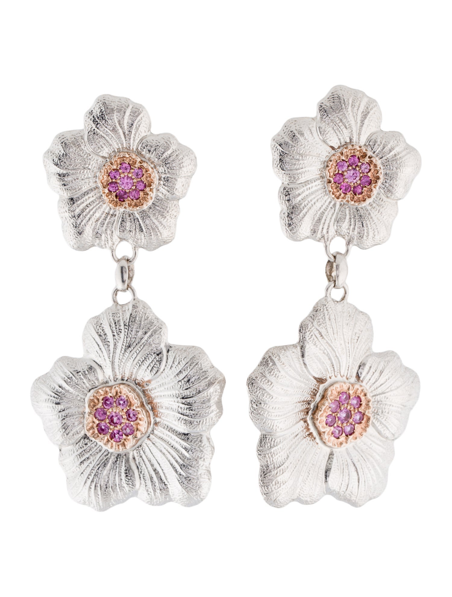 Buccellati Pink Sapphire Blossom Drop Earrings