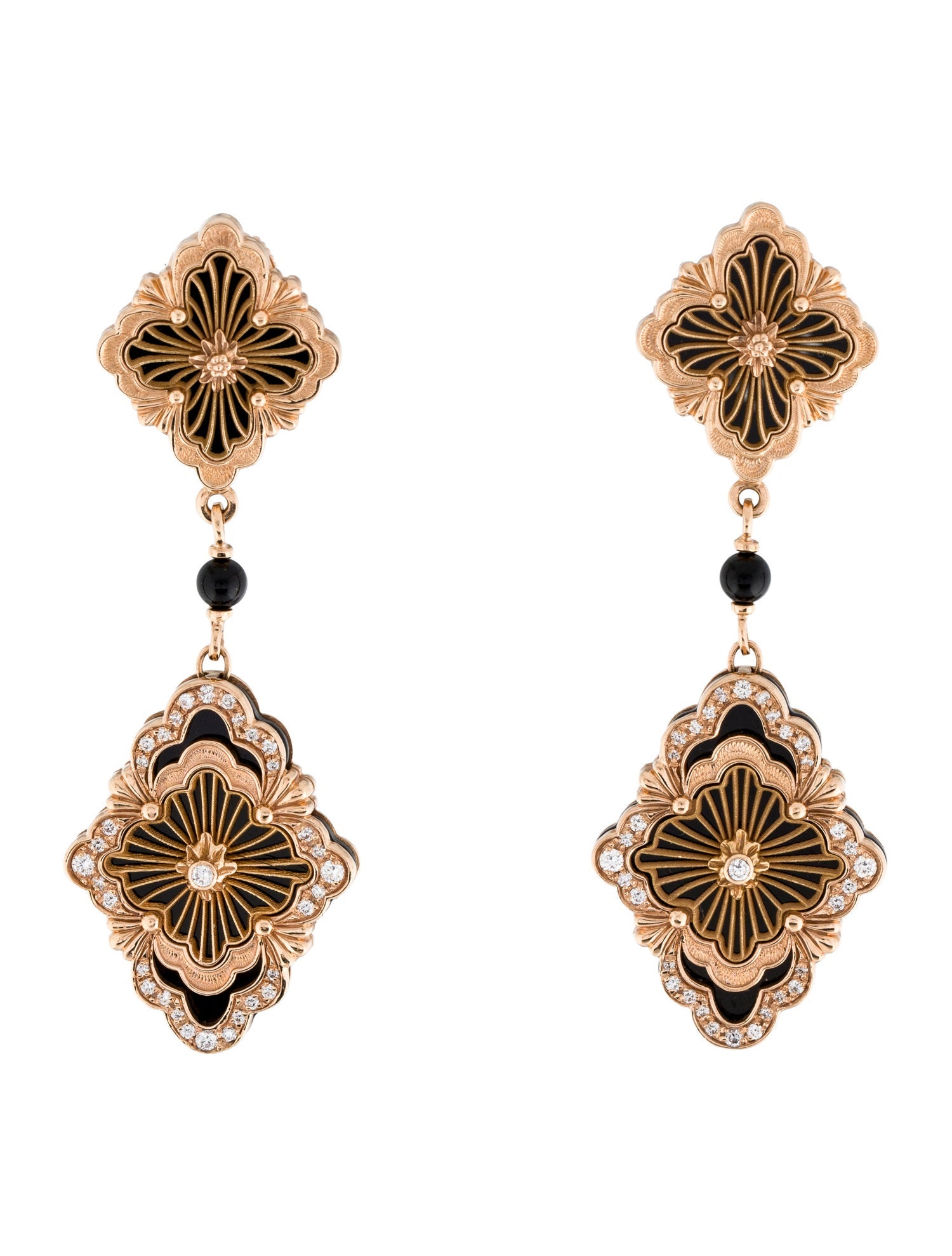 Buccellati 18K Onyx and Diamond Opera Tulle Drop Earrings