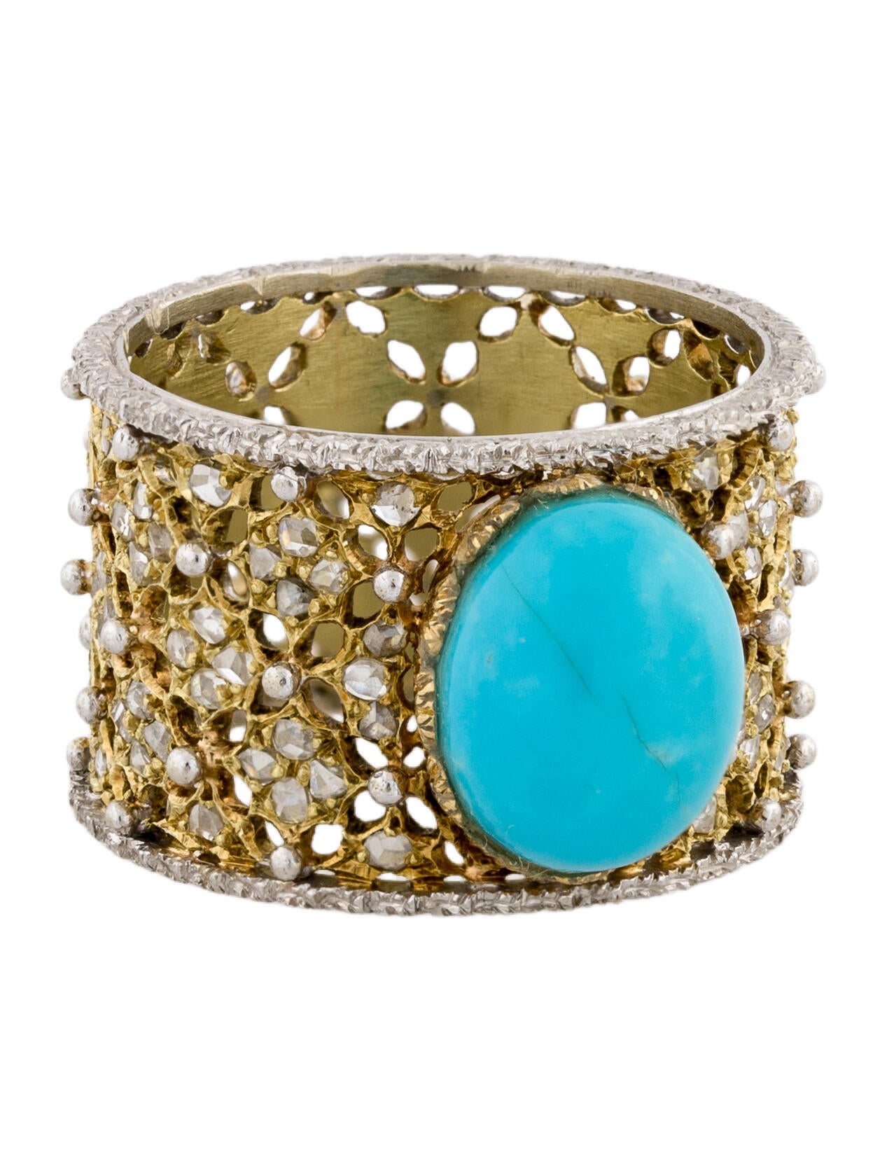 Buccellati 18K Turquoise & Diamond Band Ring