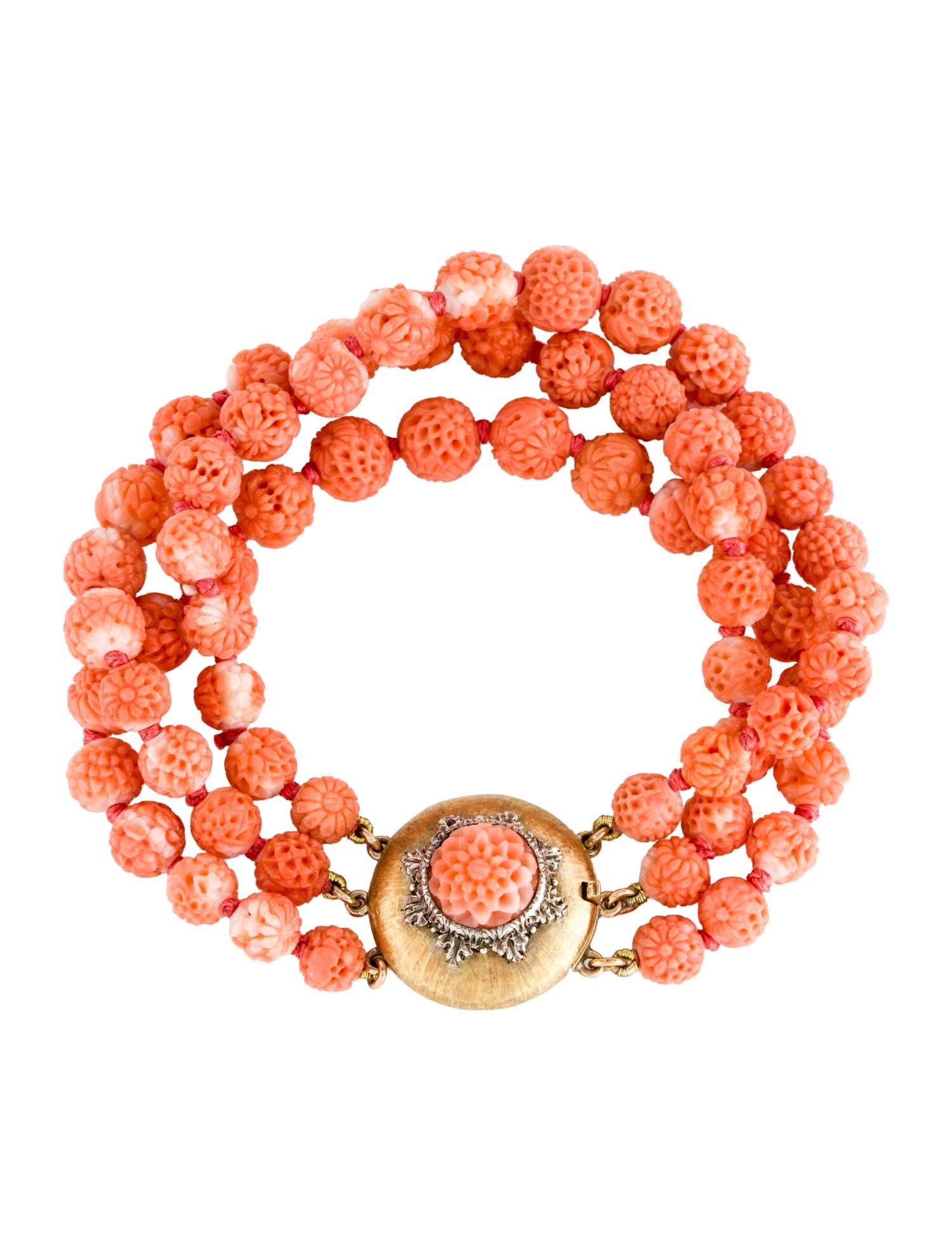 Buccellati Vintage 18K Coral Triple Strand Bracelet
