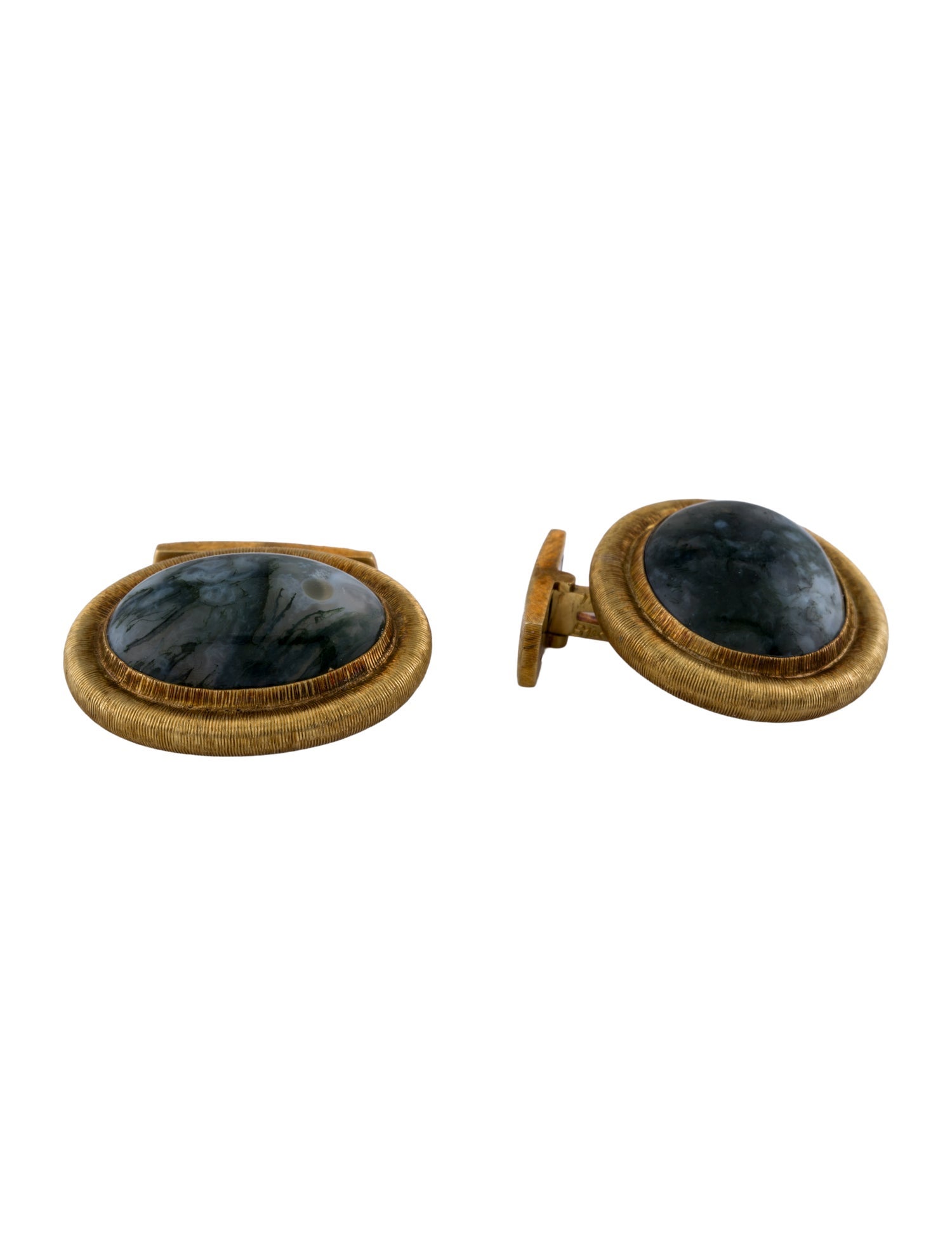 Buccellati Vintage 18K Moss Agate Cufflinks