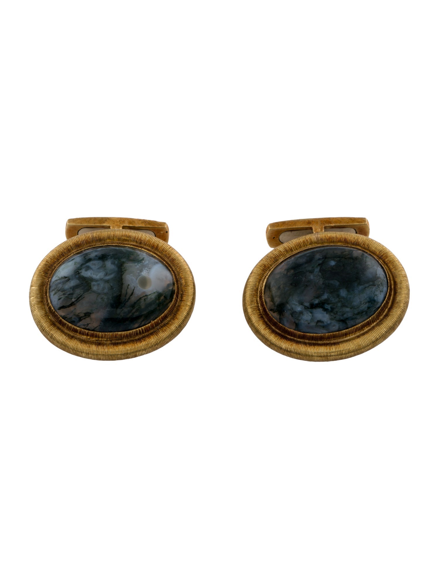 Buccellati Vintage 18K Moss Agate Cufflinks
