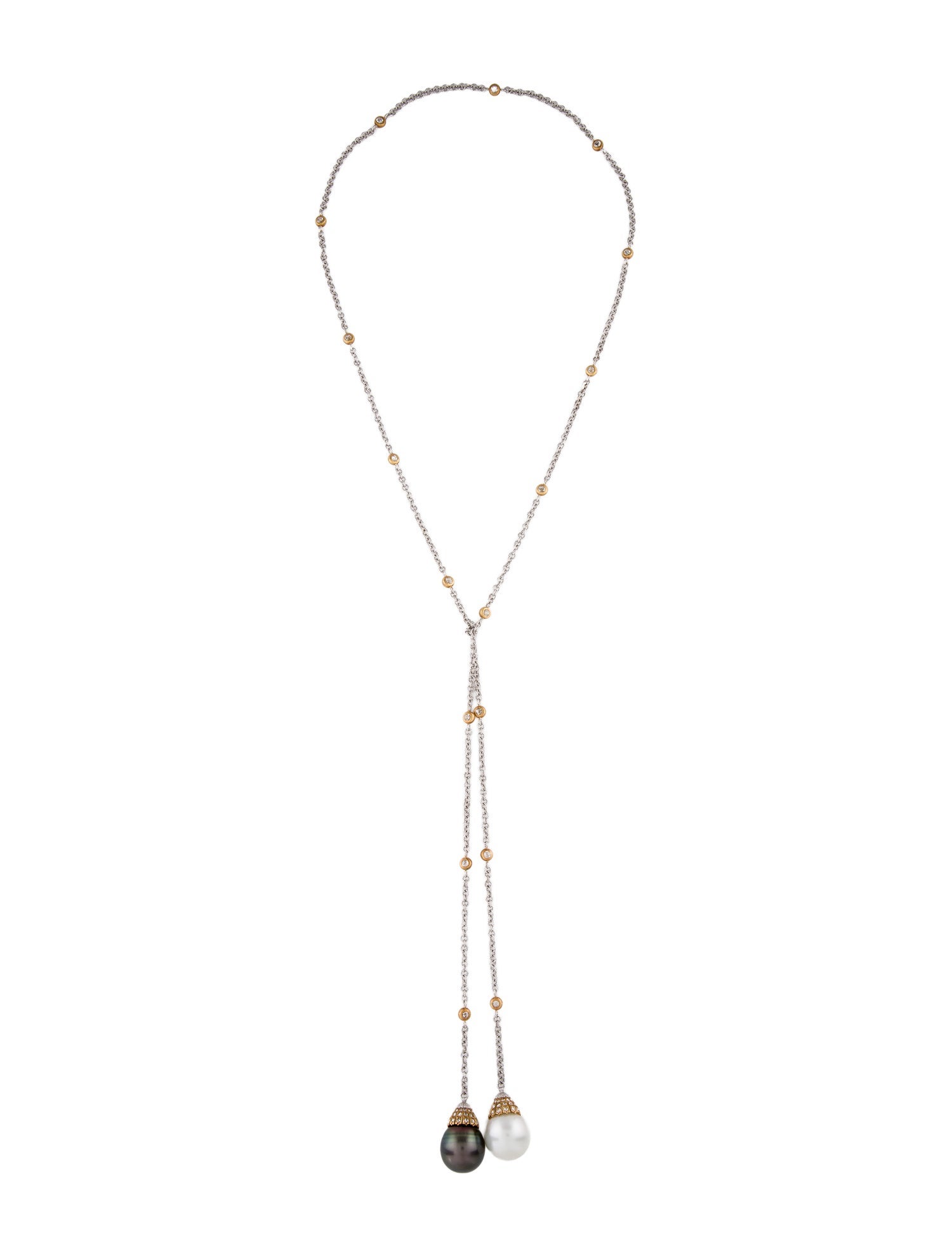 Buccellati 18K Pearl & Diamond Lariat Necklace