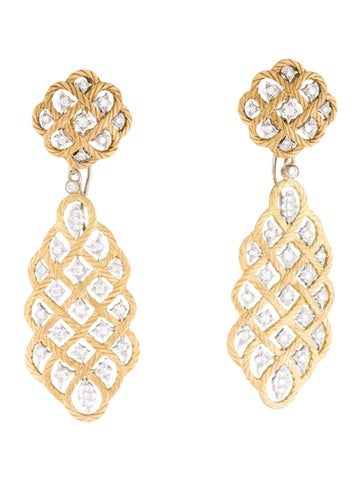 Pre-owned Buccellati 18k Diamond Rope Étoilée Drop Earrings In Multi